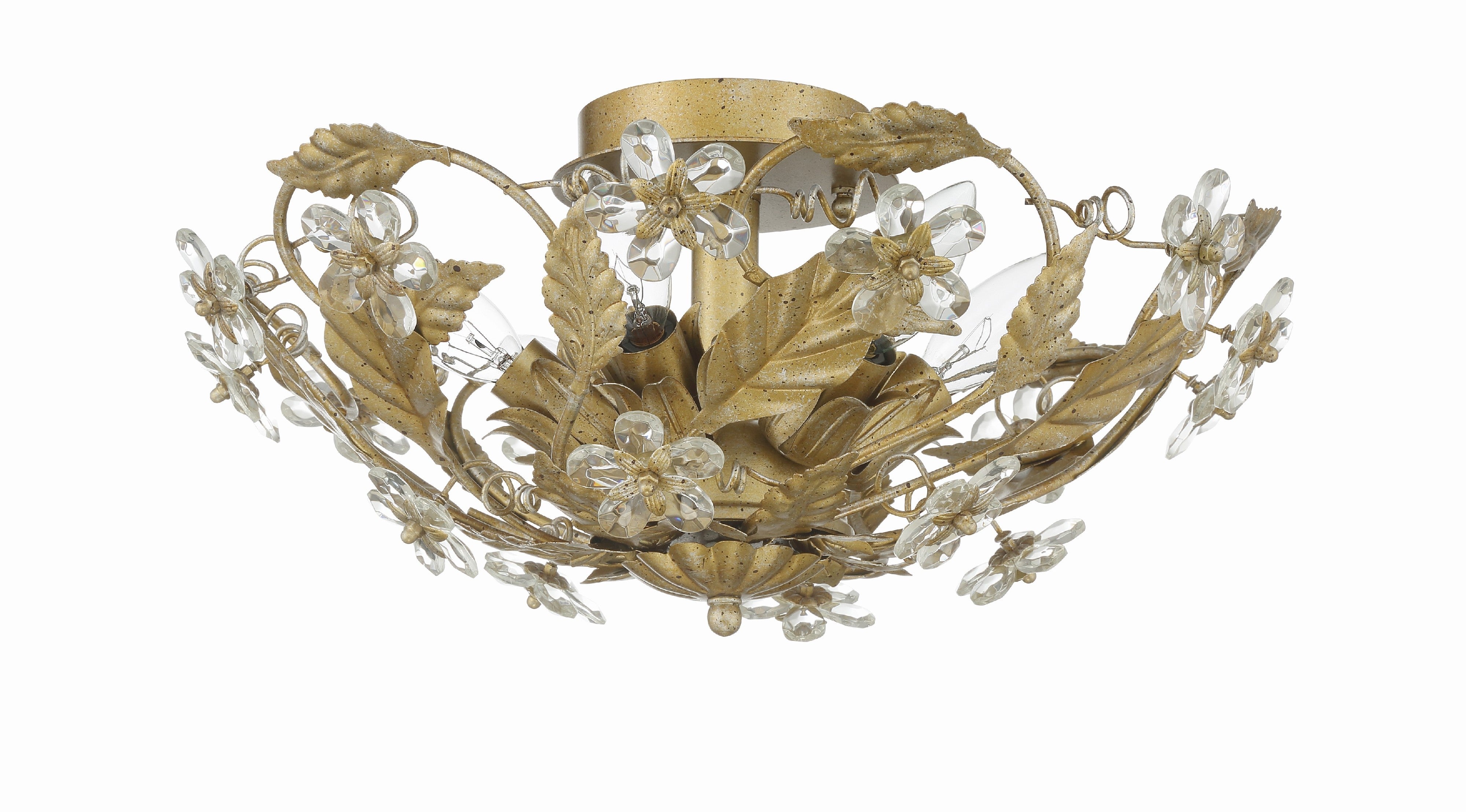 Crystorama Paris Market 5316-GL – 16 Inch – 6 Light – Semi Flush Mount Light – Clear Crystal – Gold Leaf – Damp Rated