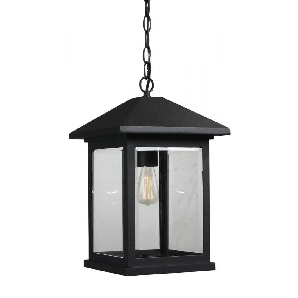 1 Light Outdoor Chain Mount Ceiling Fixture-Clear Beveled