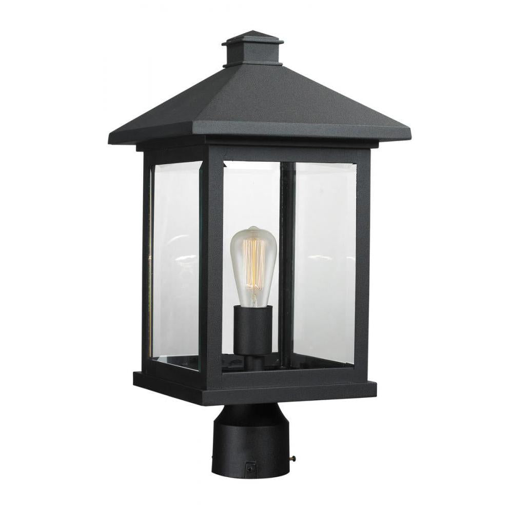 1 Light Outdoor Post Mount Fixture-Clear Beveled