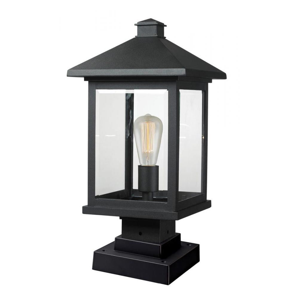 1 Light Outdoor Pier Mounted Fixture-Clear Beveled