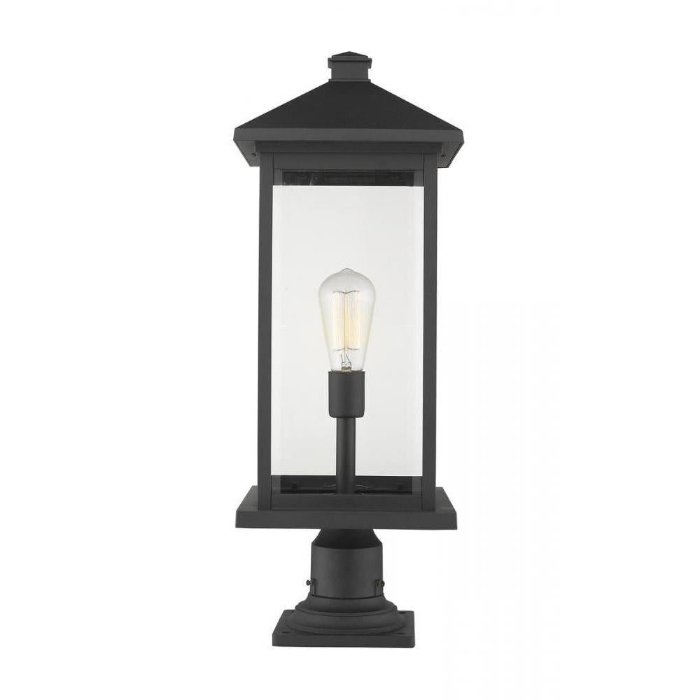 1 Light Outdoor Pier Mounted Fixture-Clear Beveled