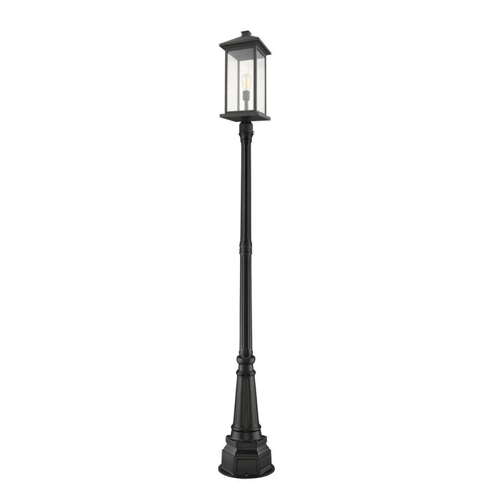 1 Light Outdoor Post Mounted Fixture-Clear Beveled
