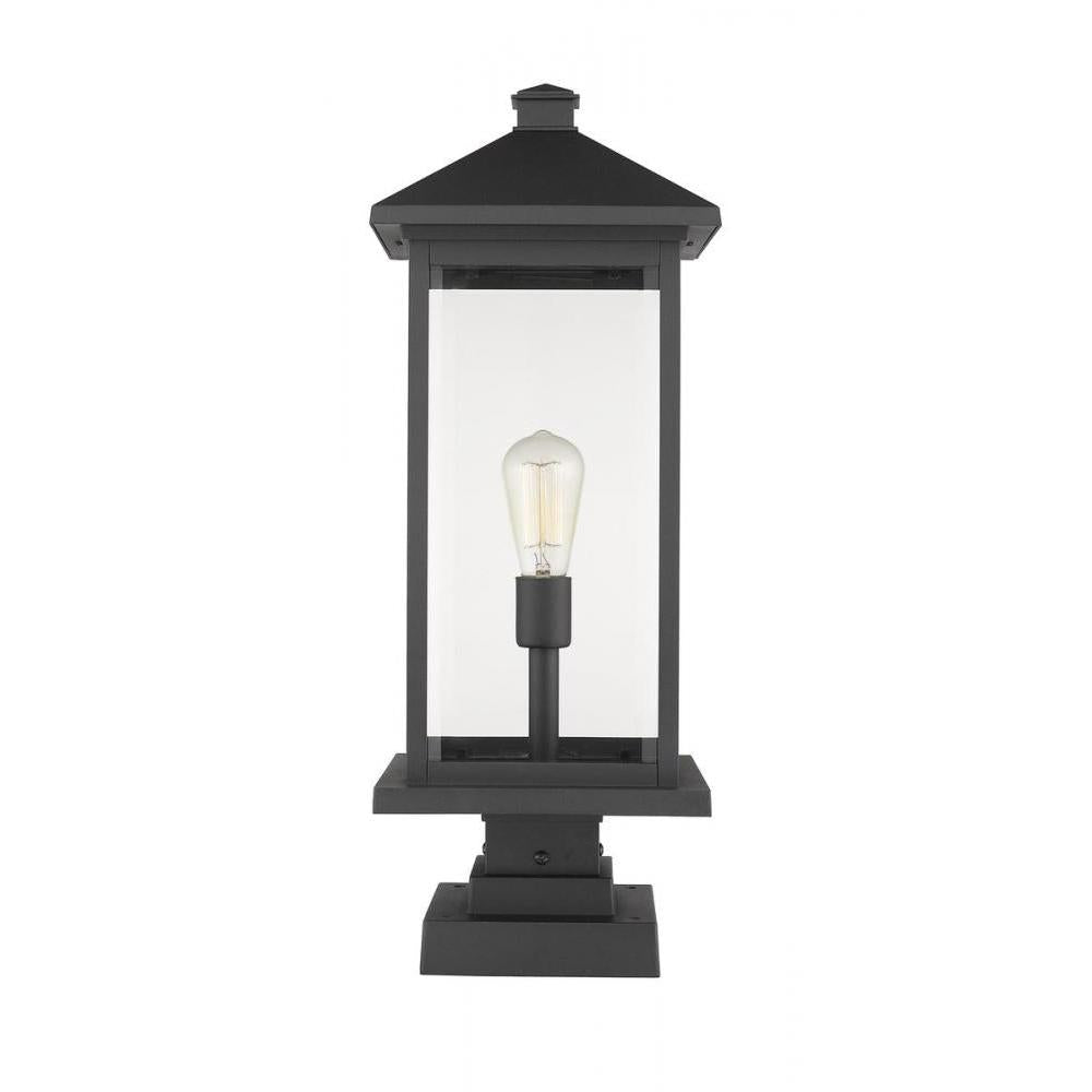 1 Light Outdoor Pier Mounted Fixture-Clear Beveled