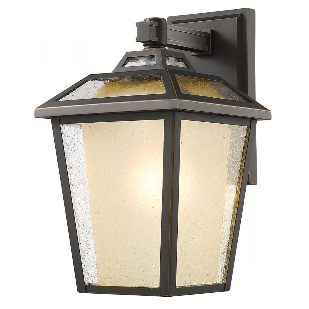 1 Light Outdoor Wall Light-Clear Seedy Outside; Tinted Inside