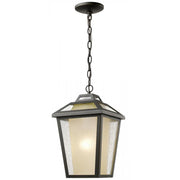1 Light Outdoor Chain Mount Ceiling Fixture-Clear Seedy Outside; Tinted Inside