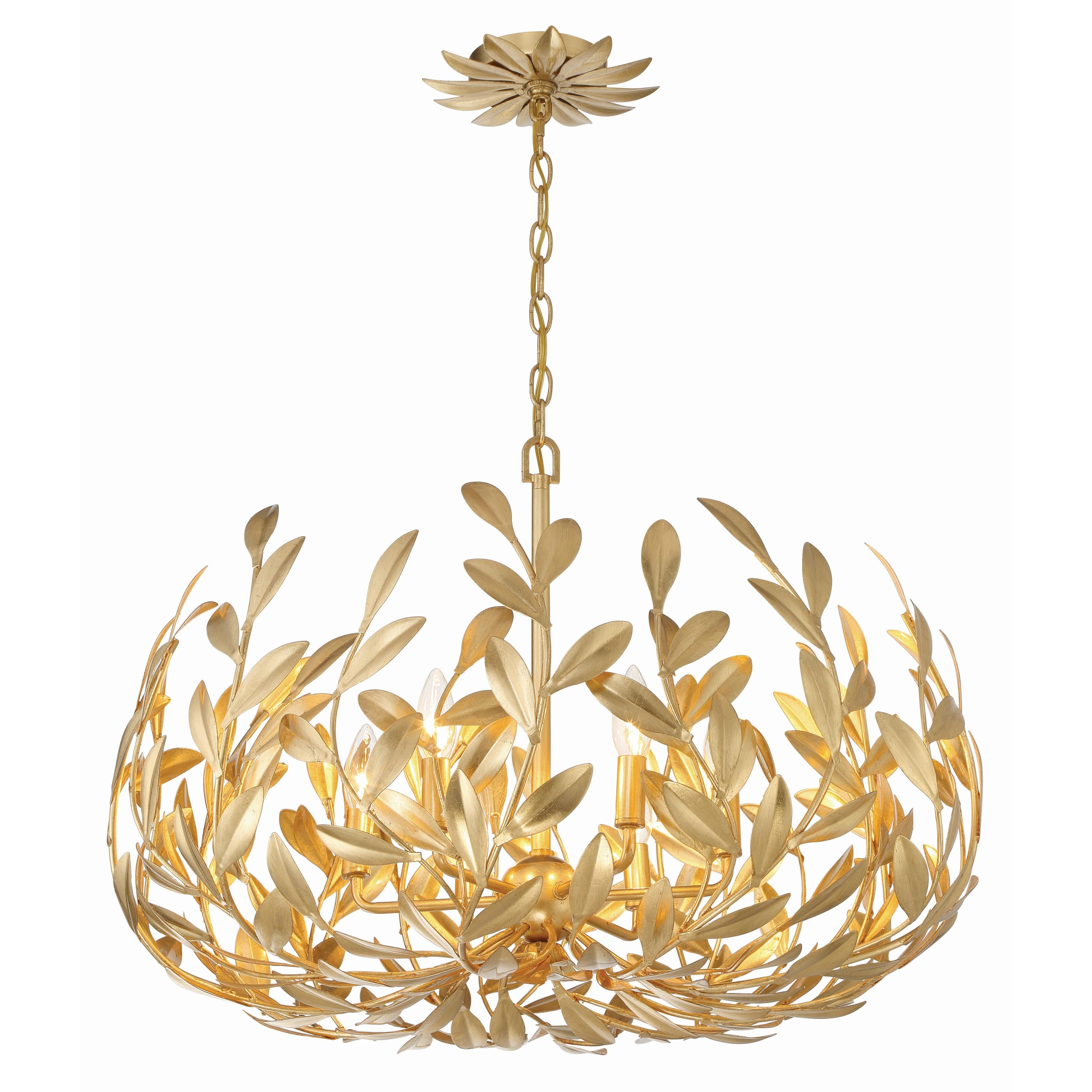 Broche 6 Light Antique Gold Chandelier