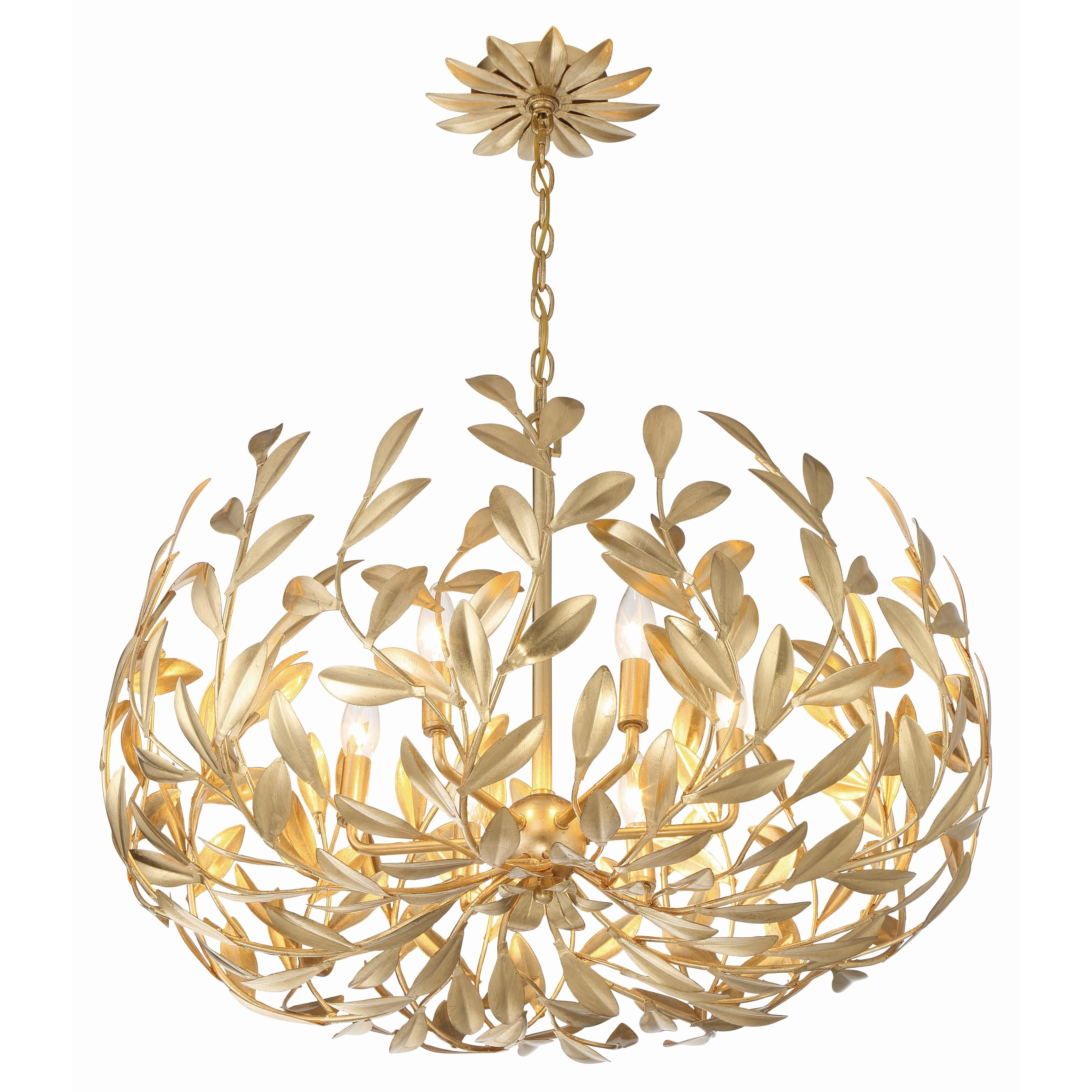Crystorama Broche 533-GA – 27 Inch – 6 Light – Chandelier – Antique Gold – Damp Rated