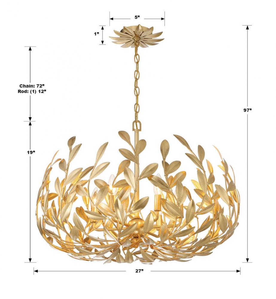 Crystorama BROCHE 533-GA Chandelier Contemporary - Antique Gold