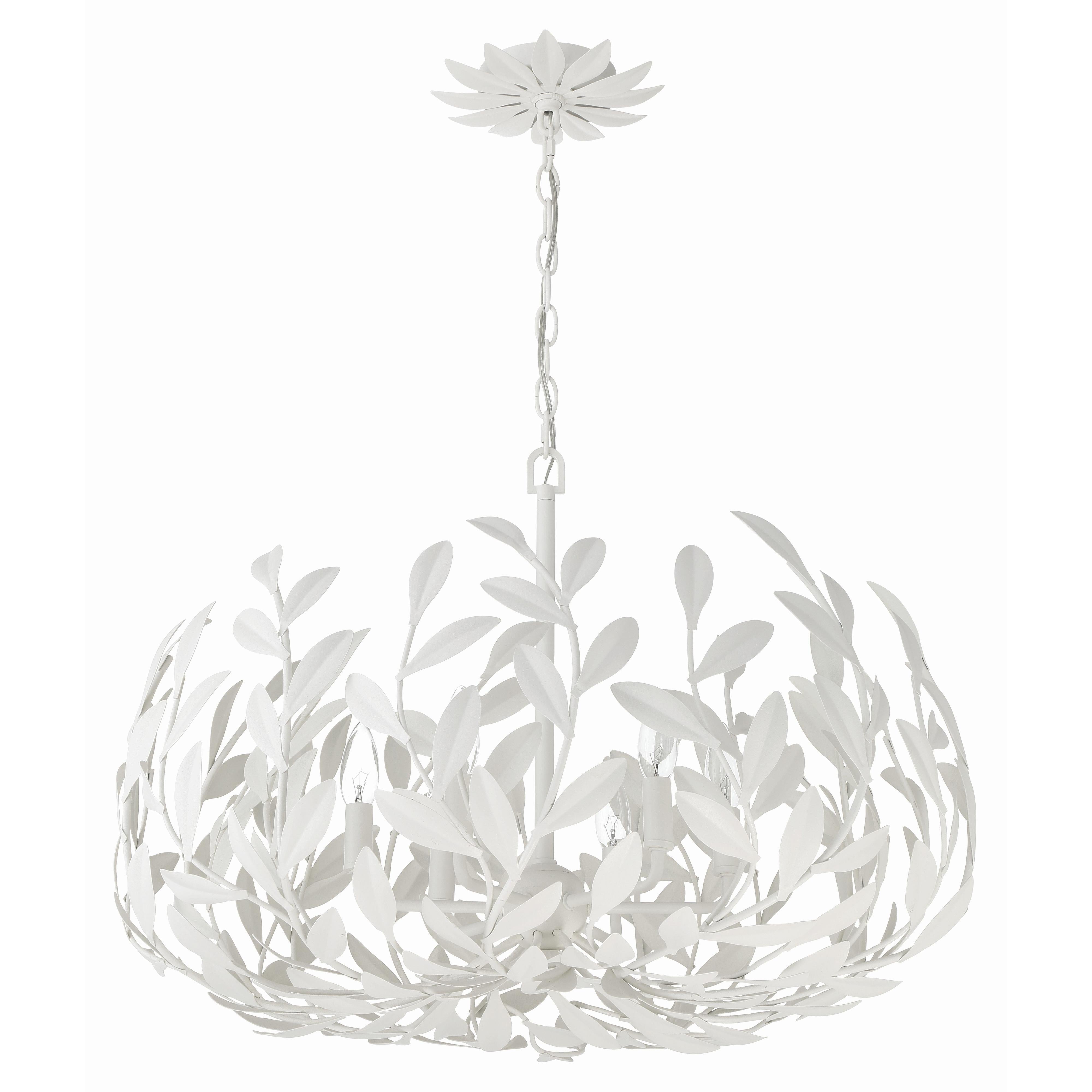 Crystorama Broche 533-MT – 27 Inch – 6 Light – Chandelier – Matte White – Damp Rated