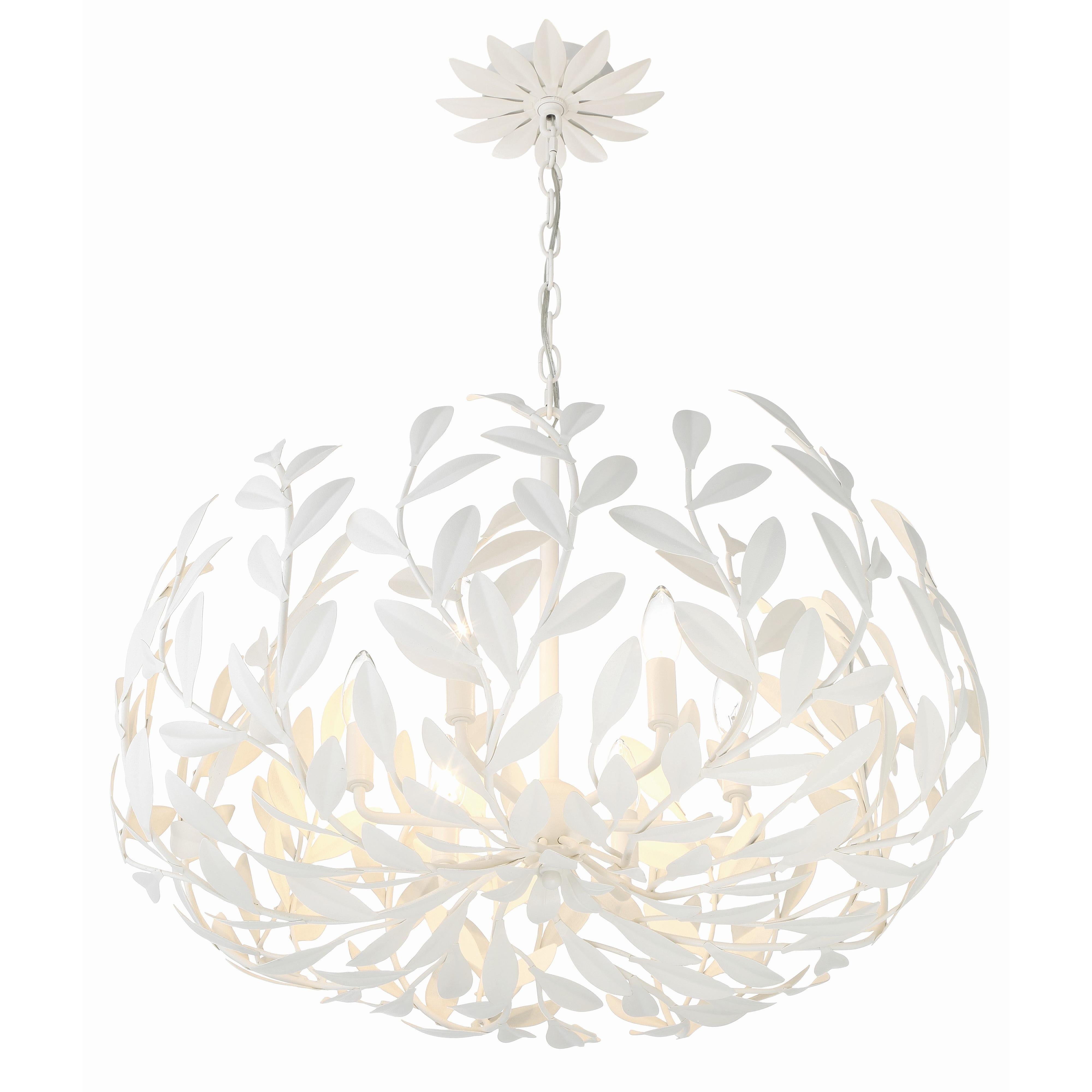 Crystorama Broche 533-MT – 27 Inch – 6 Light – Chandelier – Matte White – Damp Rated