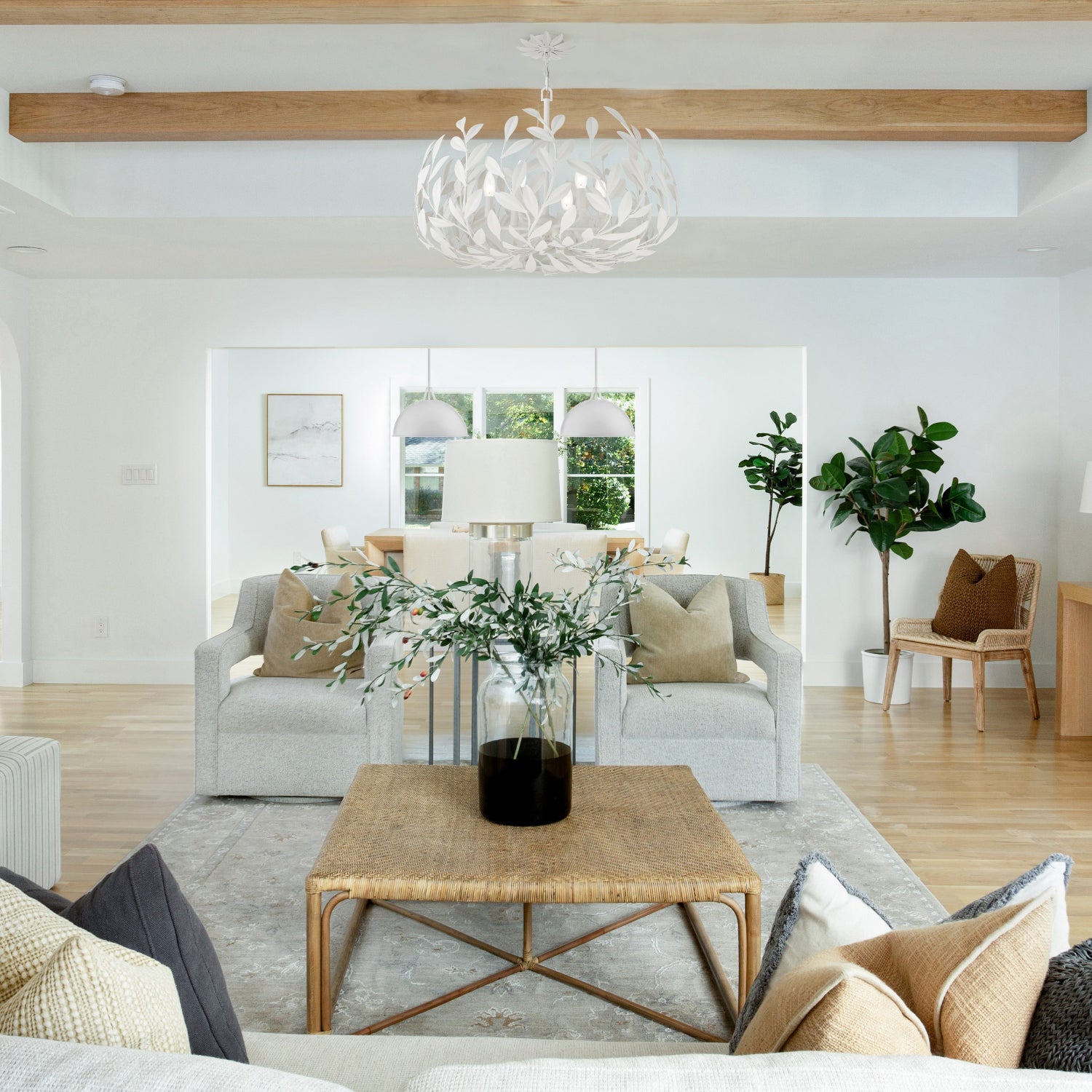 Crystorama Broche 533-MT – 27 Inch – 6 Light – Chandelier – Matte White – Damp Rated