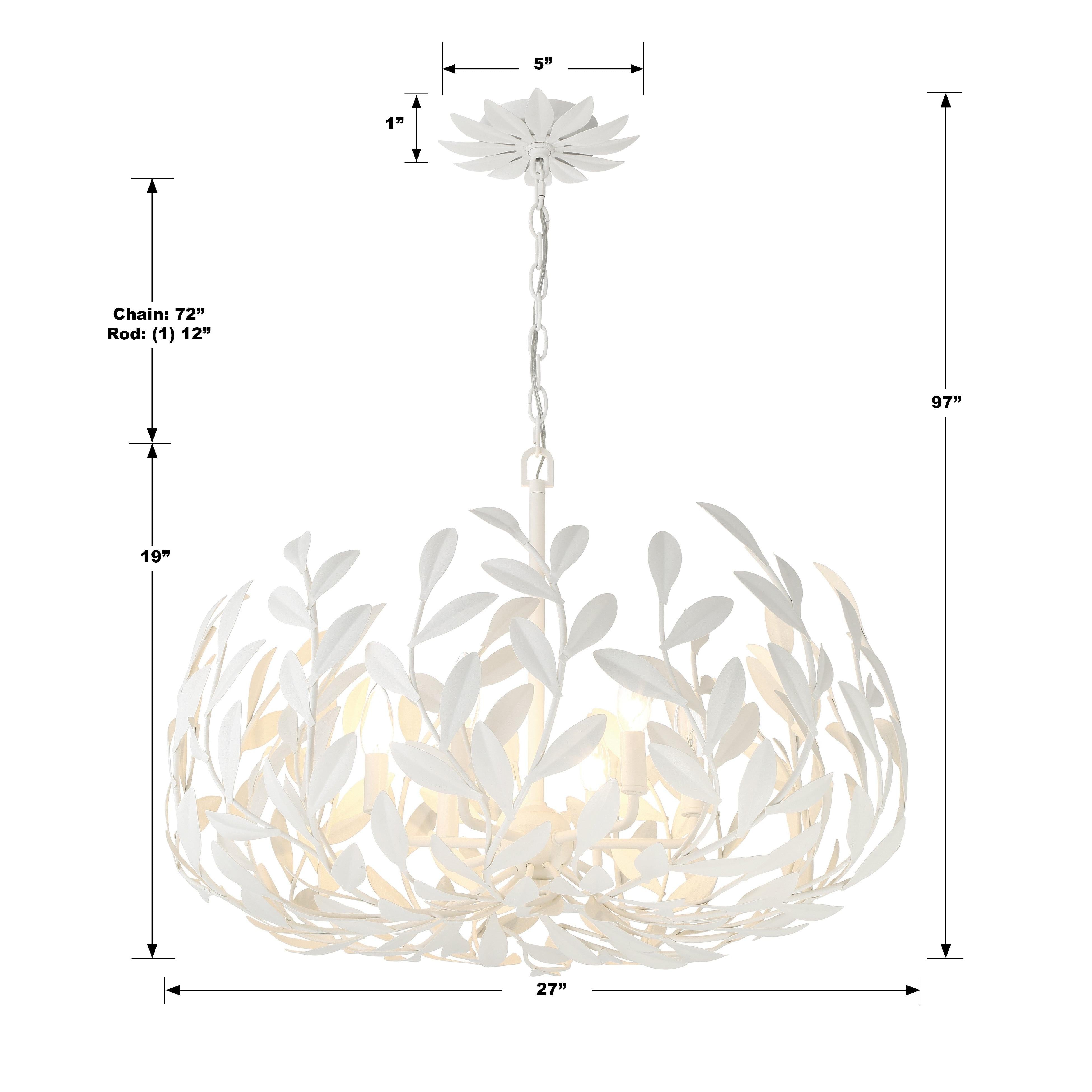 Crystorama Broche 533-MT – 27 Inch – 6 Light – Chandelier – Matte White – Damp Rated