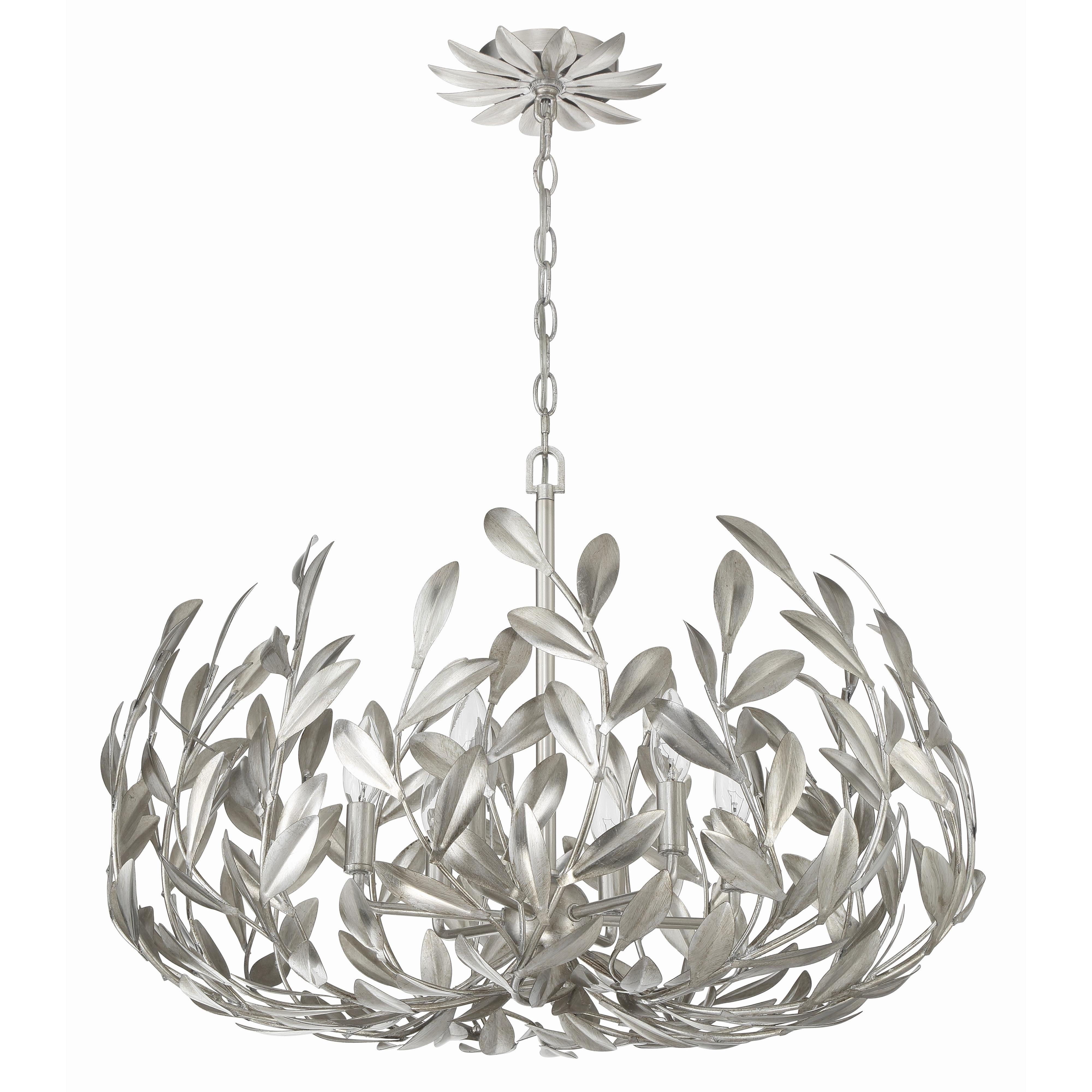 Crystorama Broche 533-SA – 27 Inch – 6 Light – Chandelier – Antique Silver – Damp Rated