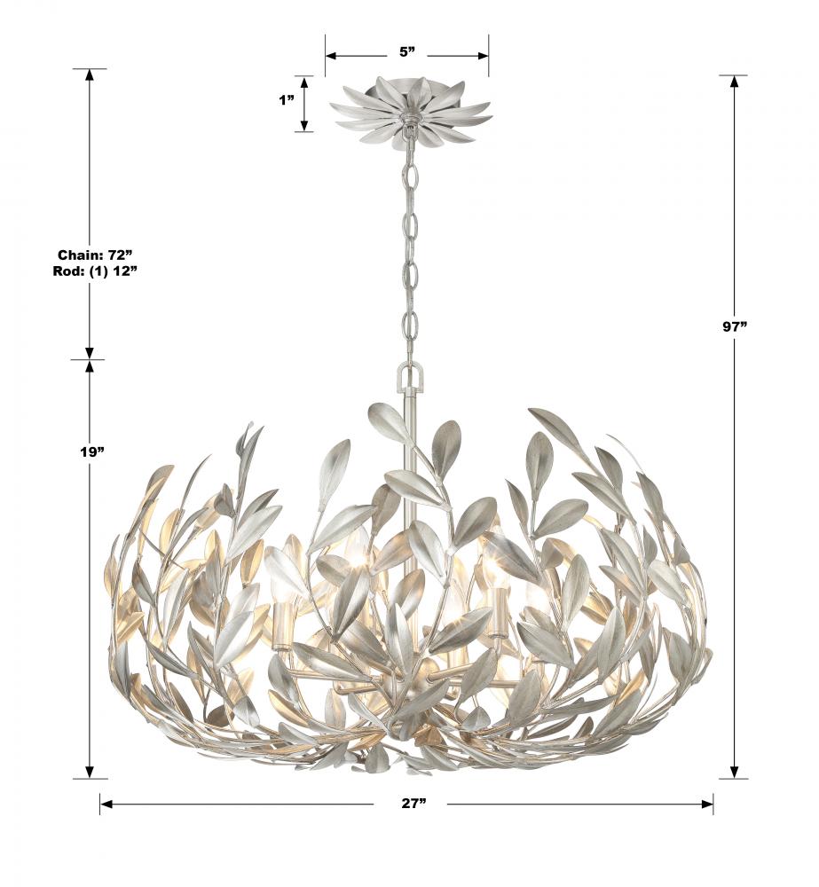 Crystorama BROCHE 533-SA Chandelier Contemporary - Antique Silver