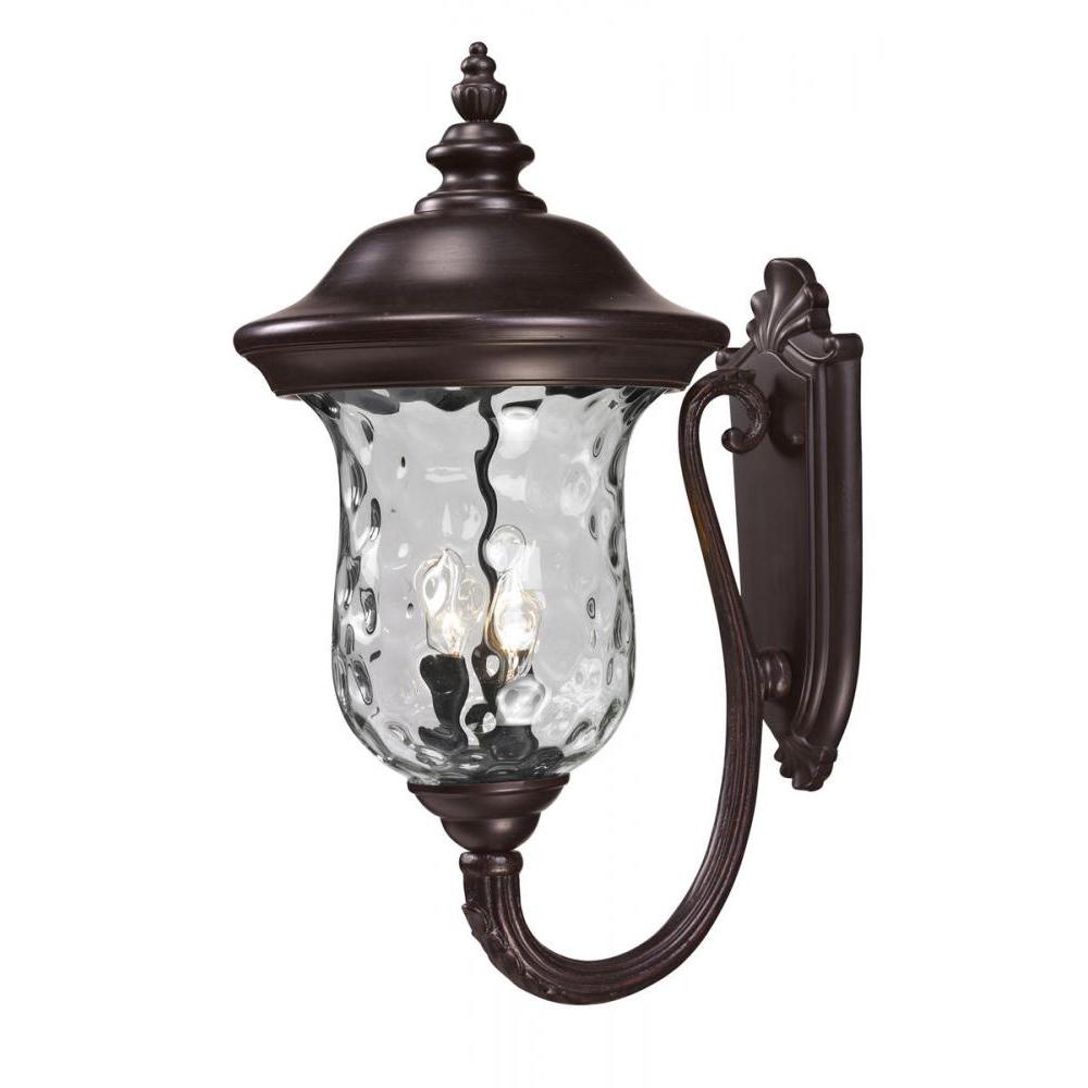 3 Light Outdoor Wall Light-Clear Waterglass