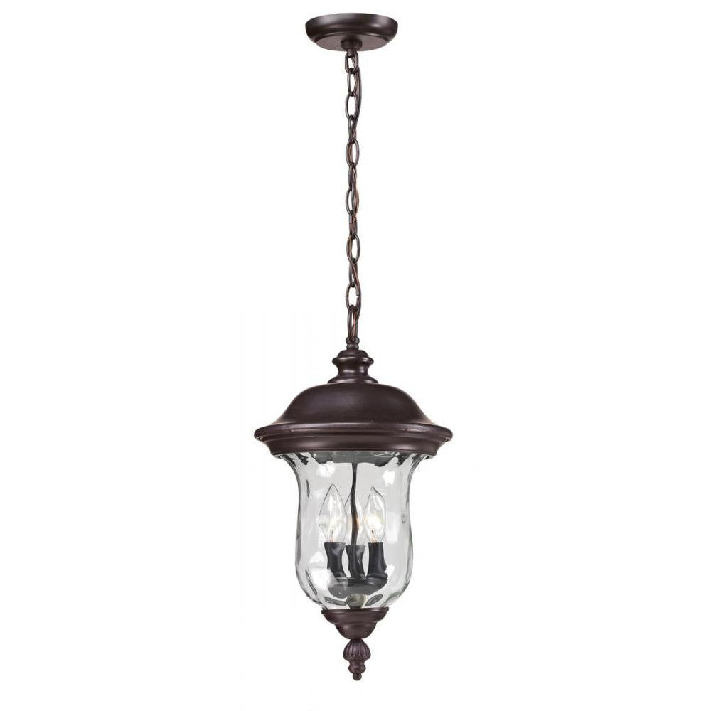 2 Light Outdoor Chain Mount Ceiling Fixture-Clear Waterglass