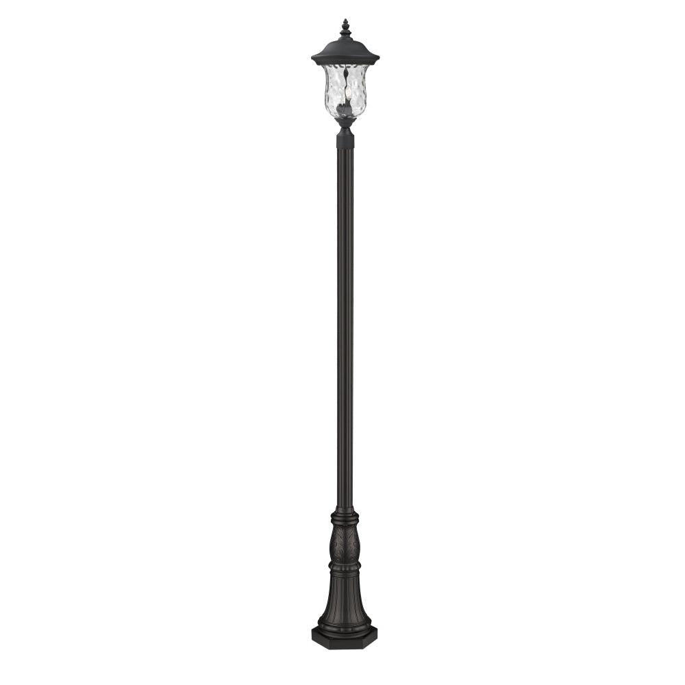 3 Light Outdoor Post Mounted Fixture-Clear Waterglass