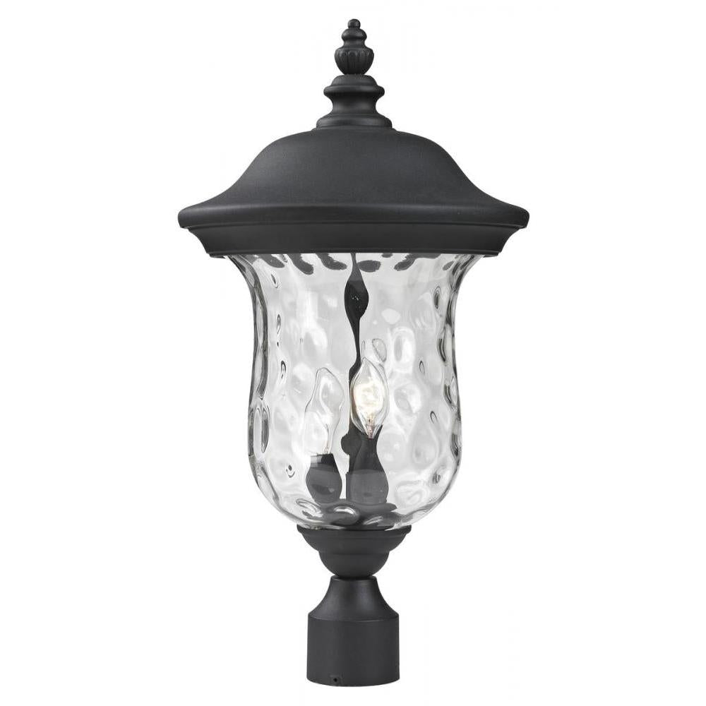 2 Light Outdoor Post Mount Fixture-Clear Waterglass