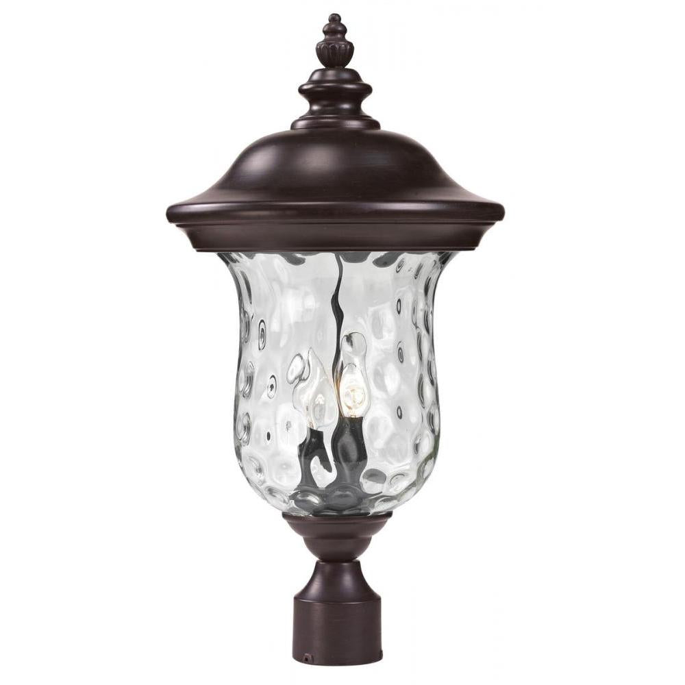 2 Light Outdoor Post Mount Fixture-Clear Waterglass