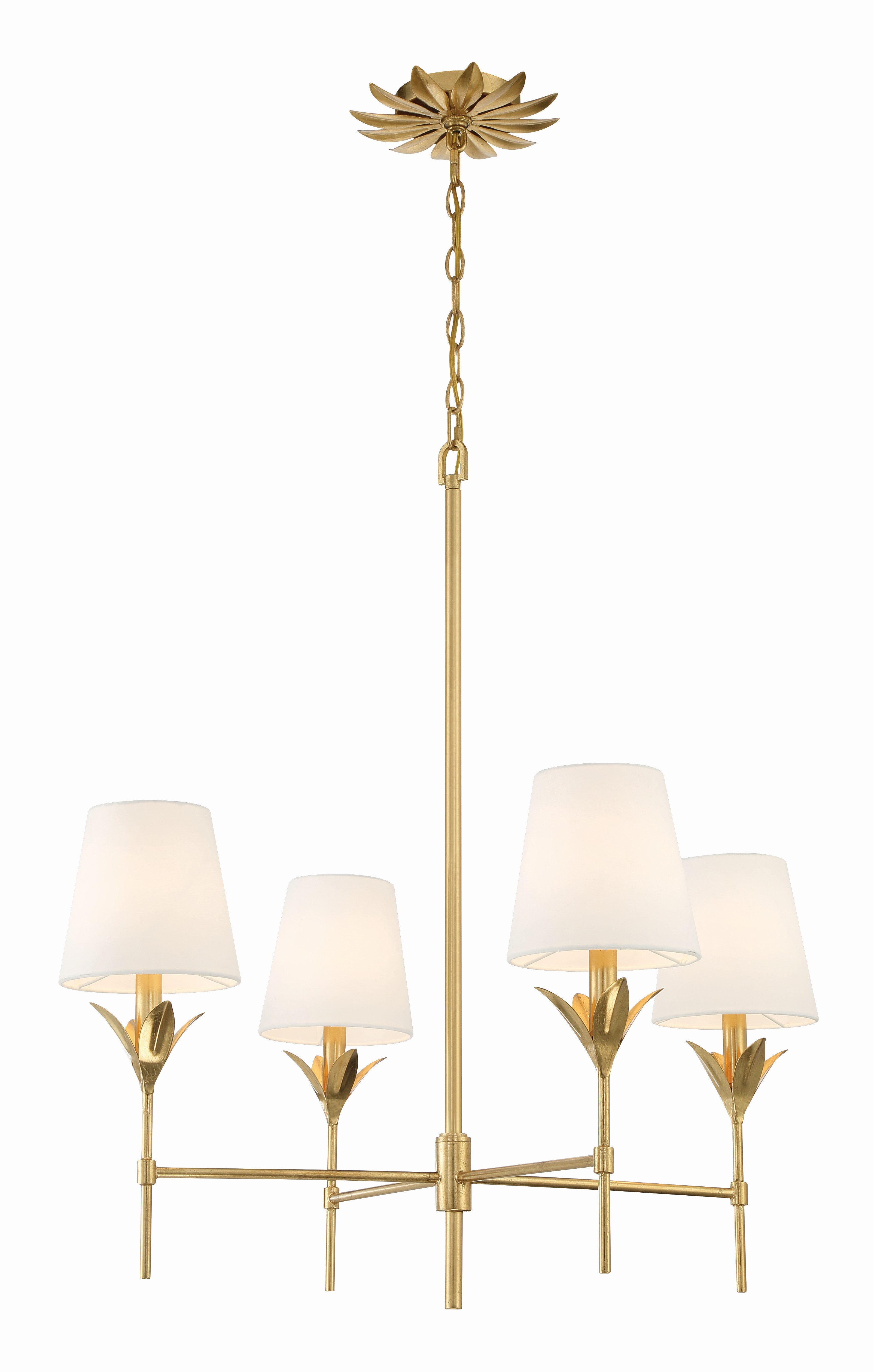 Crystorama Broche 534-GA – 28 Inch – 4 Light – Chandelier – Antique Gold – Dry Rated