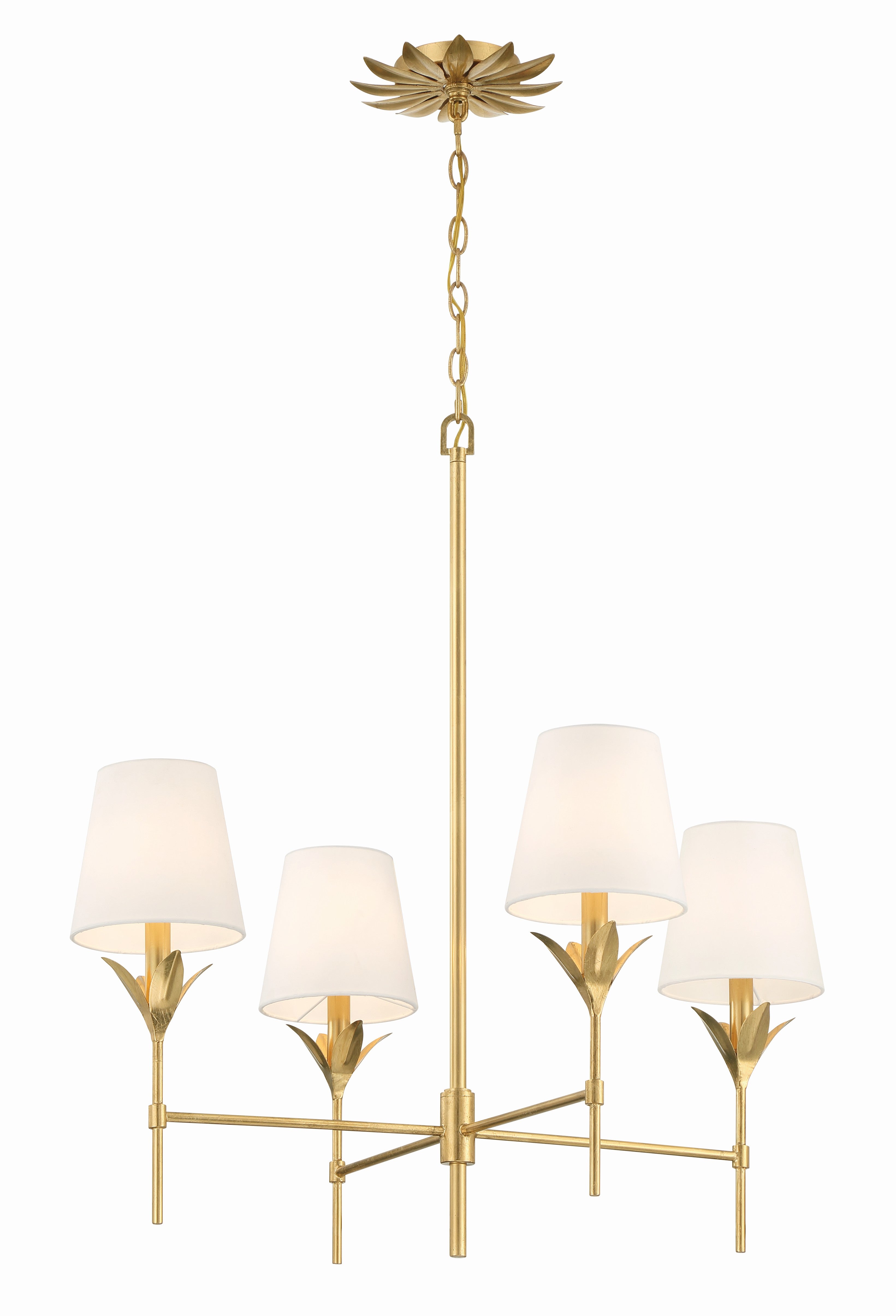 Crystorama Broche 534-GA – 28 Inch – 4 Light – Chandelier – Antique Gold – Dry Rated