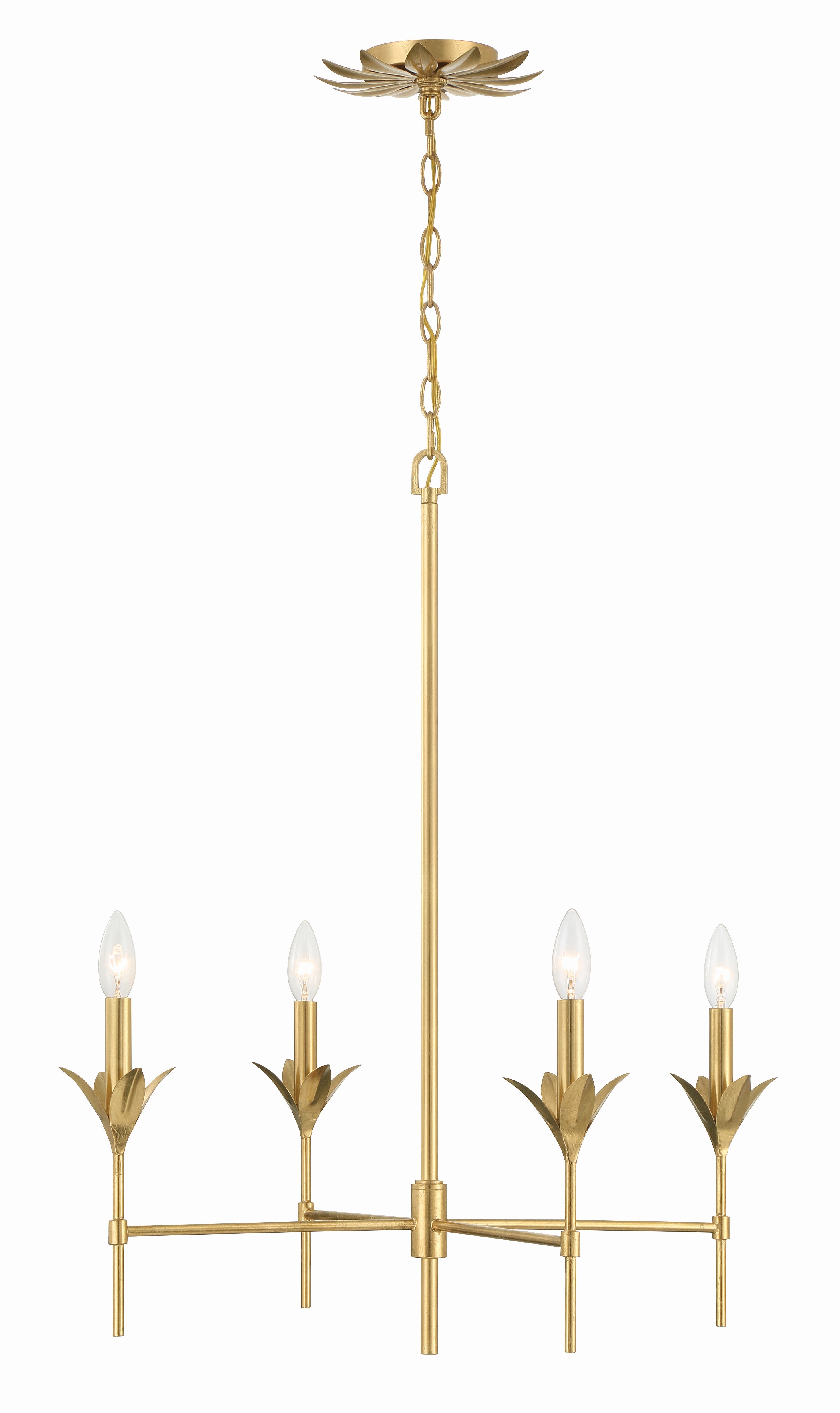Crystorama Broche 534-GA – 28 Inch – 4 Light – Chandelier – Antique Gold – Dry Rated