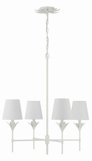 Crystorama Broche 534-MT – 28 Inch – 4 Light – Chandelier – Matte White – Dry Rated