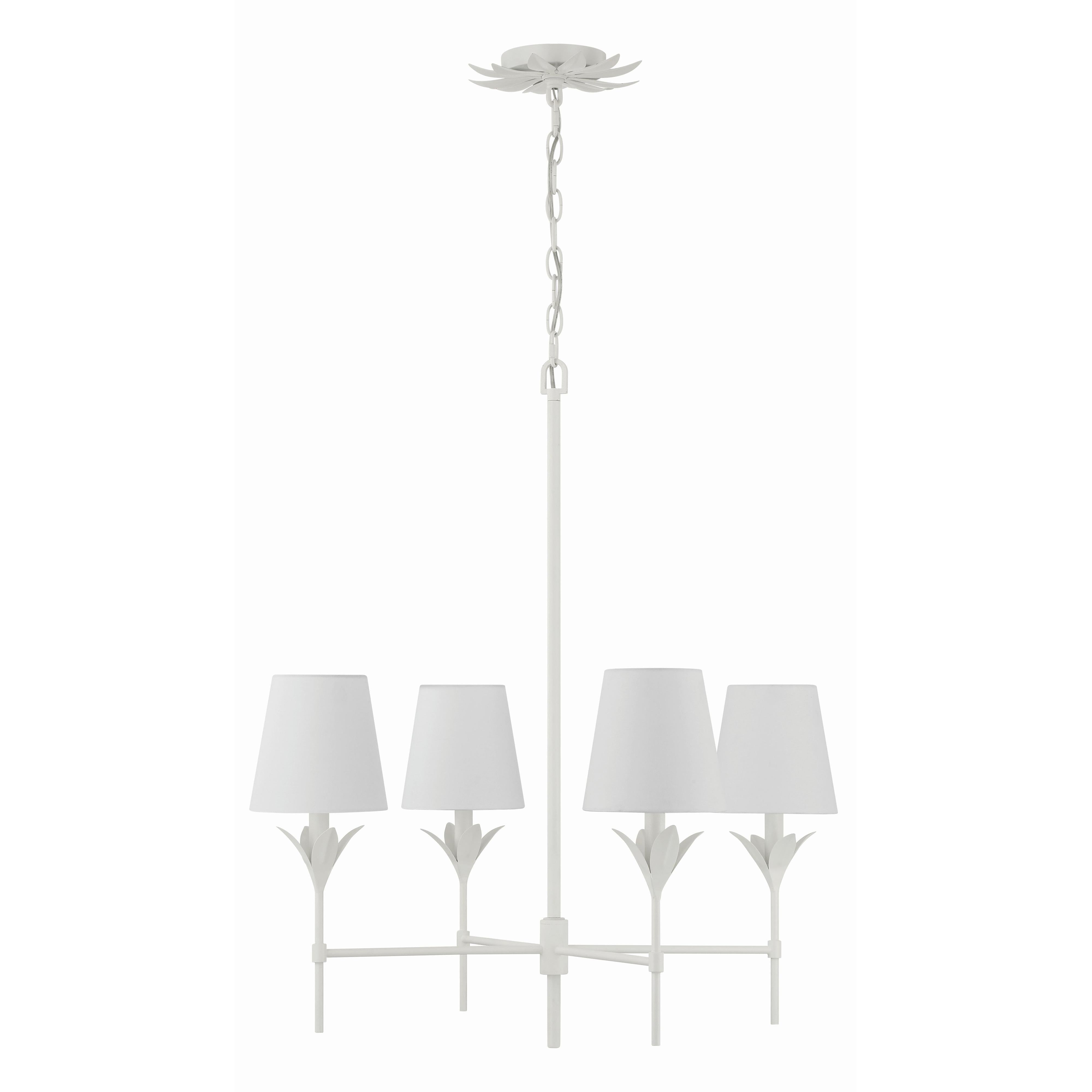 Crystorama Broche 534-MT – 28 Inch – 4 Light – Chandelier – Matte White – Dry Rated