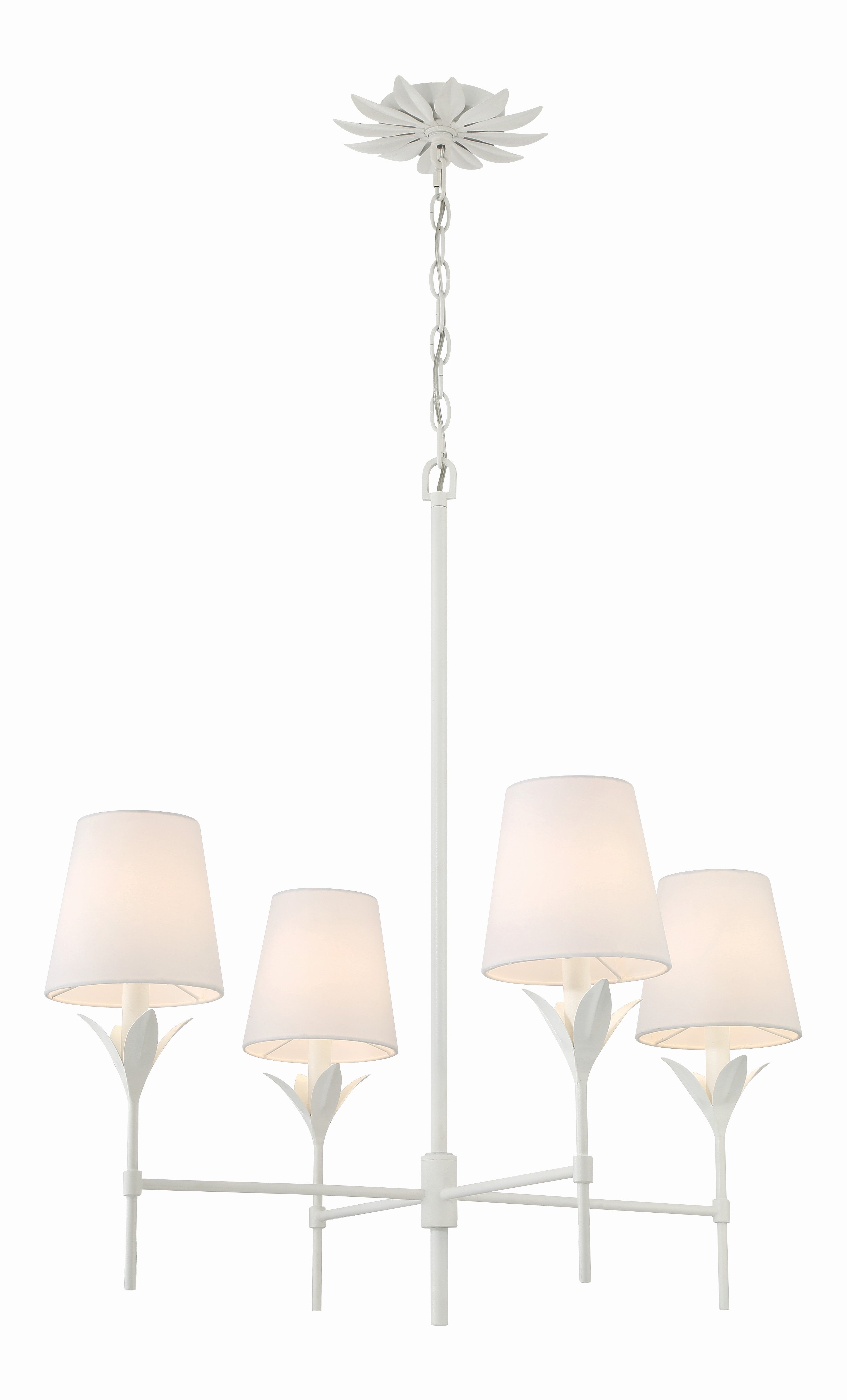 Crystorama Broche 534-MT – 28 Inch – 4 Light – Chandelier – Matte White – Dry Rated