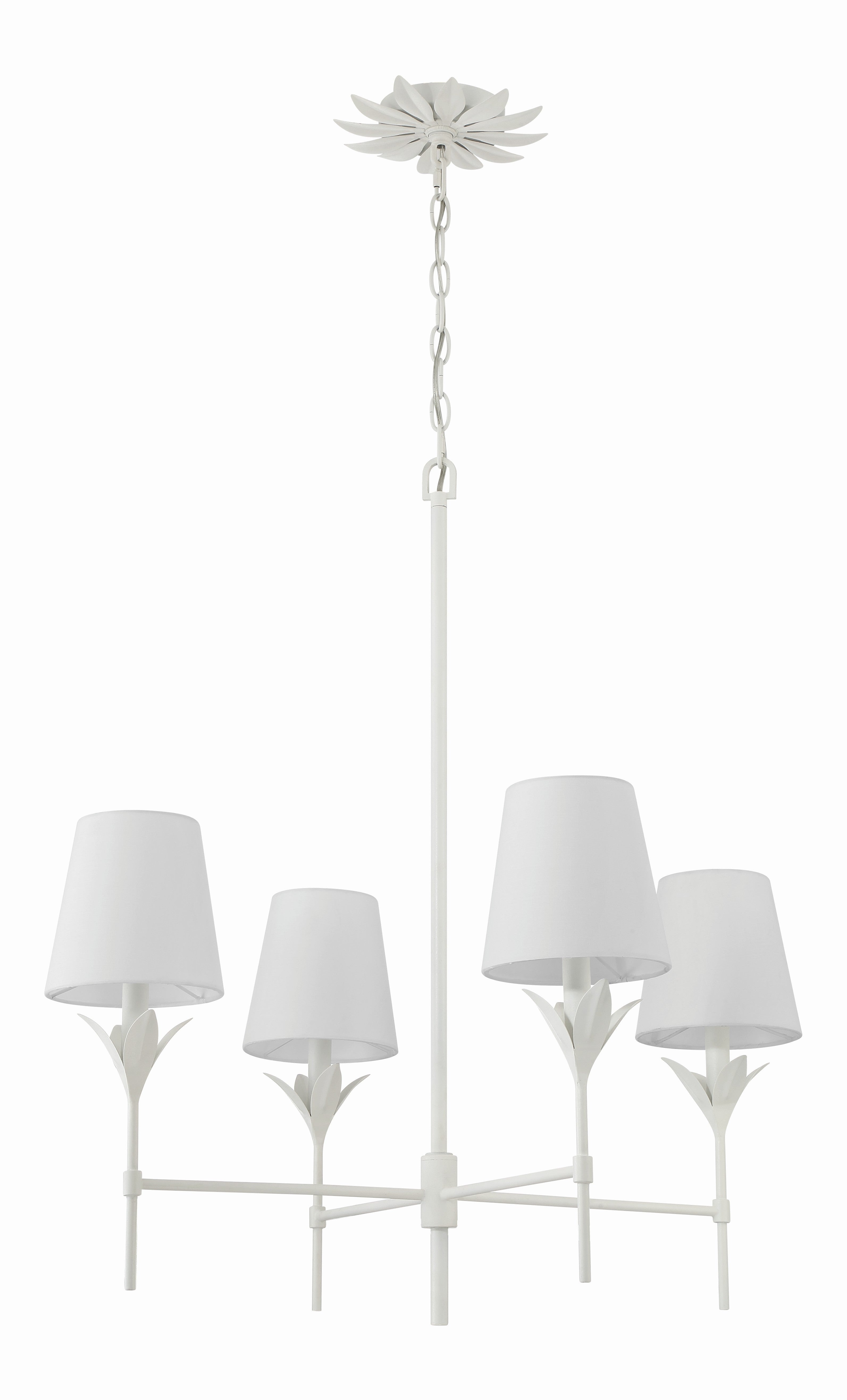 Crystorama Broche 534-MT – 28 Inch – 4 Light – Chandelier – Matte White – Dry Rated