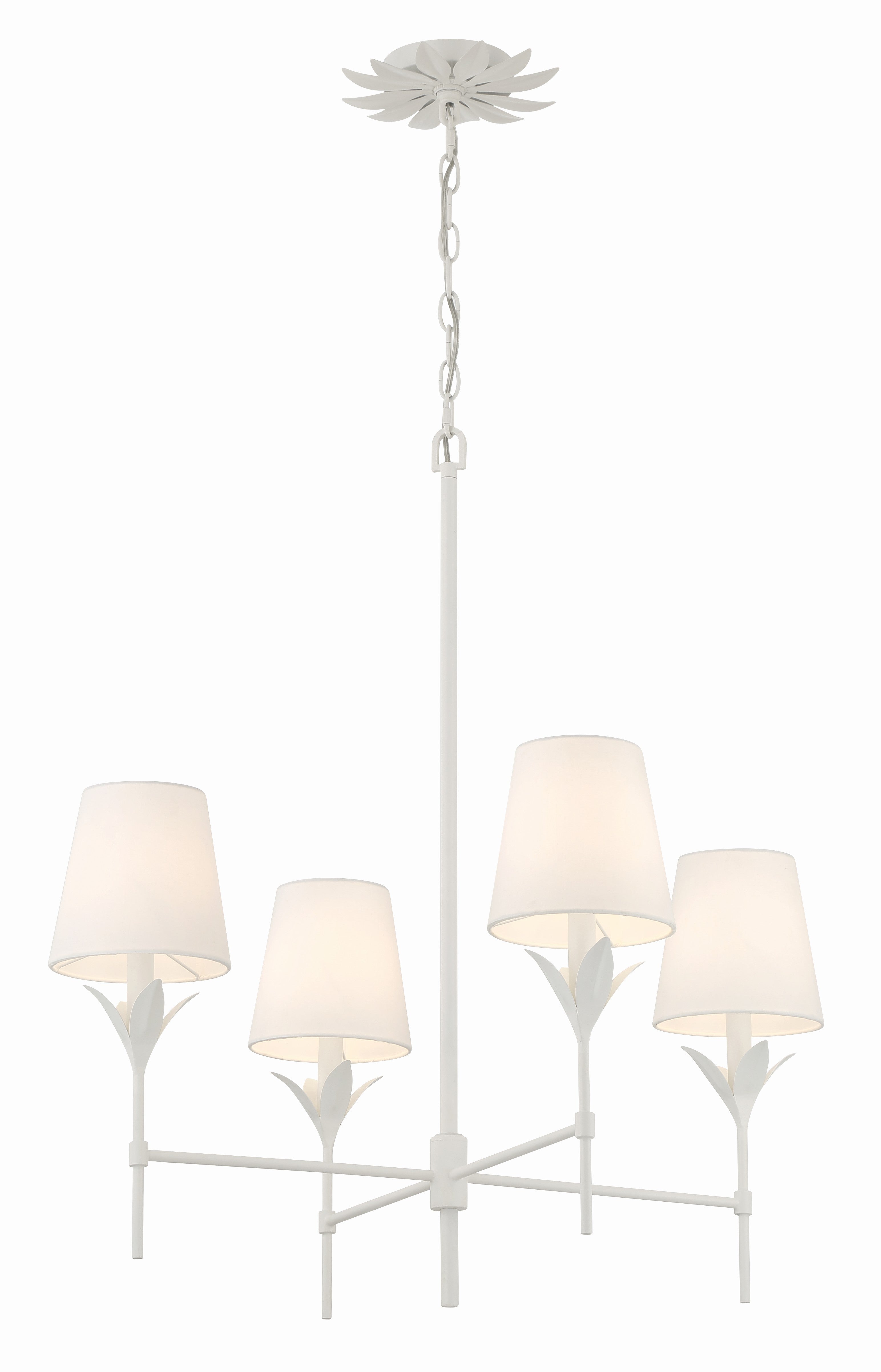 Crystorama Broche 534-MT – 28 Inch – 4 Light – Chandelier – Matte White – Dry Rated