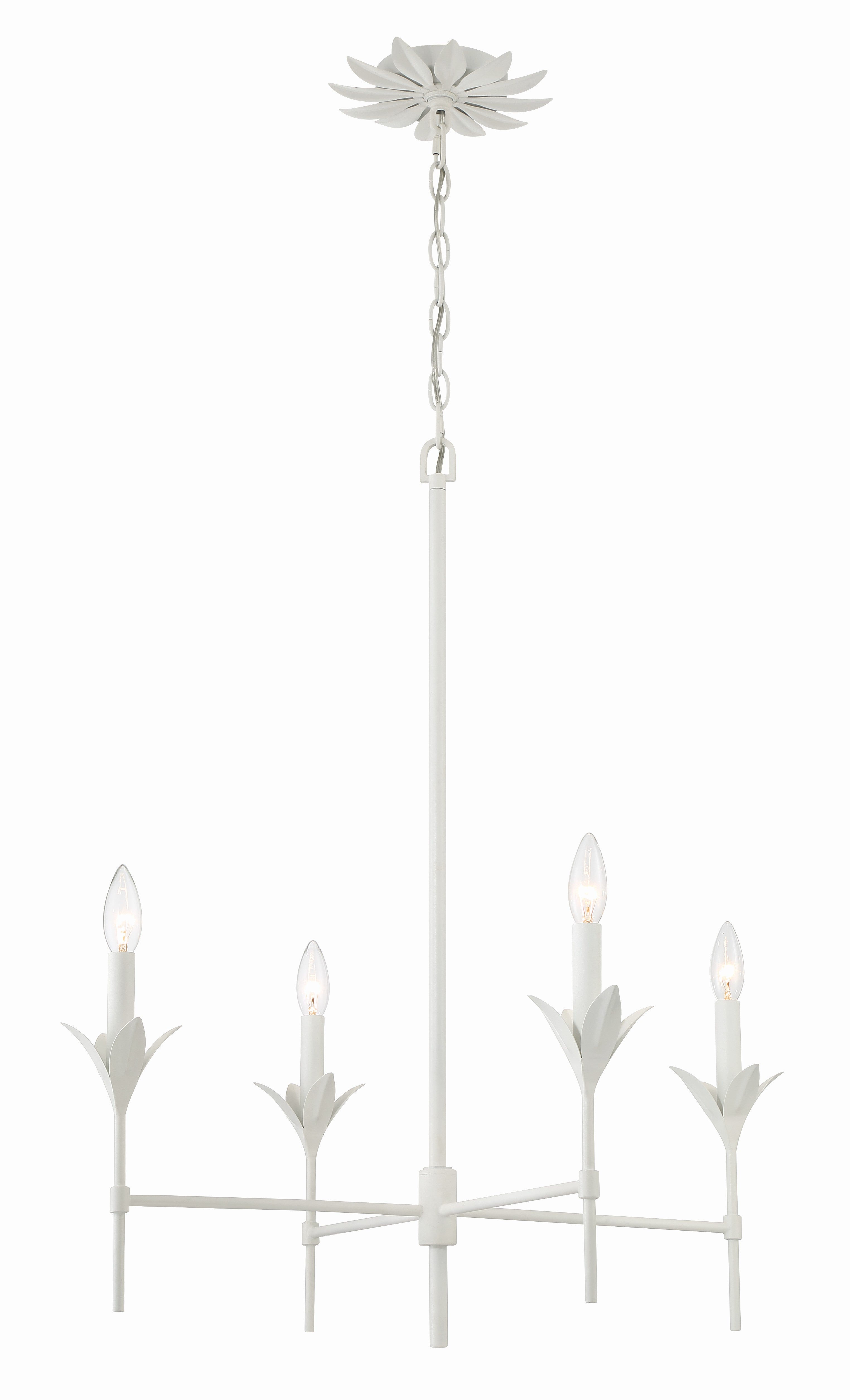 Crystorama Broche 534-MT – 28 Inch – 4 Light – Chandelier – Matte White – Dry Rated