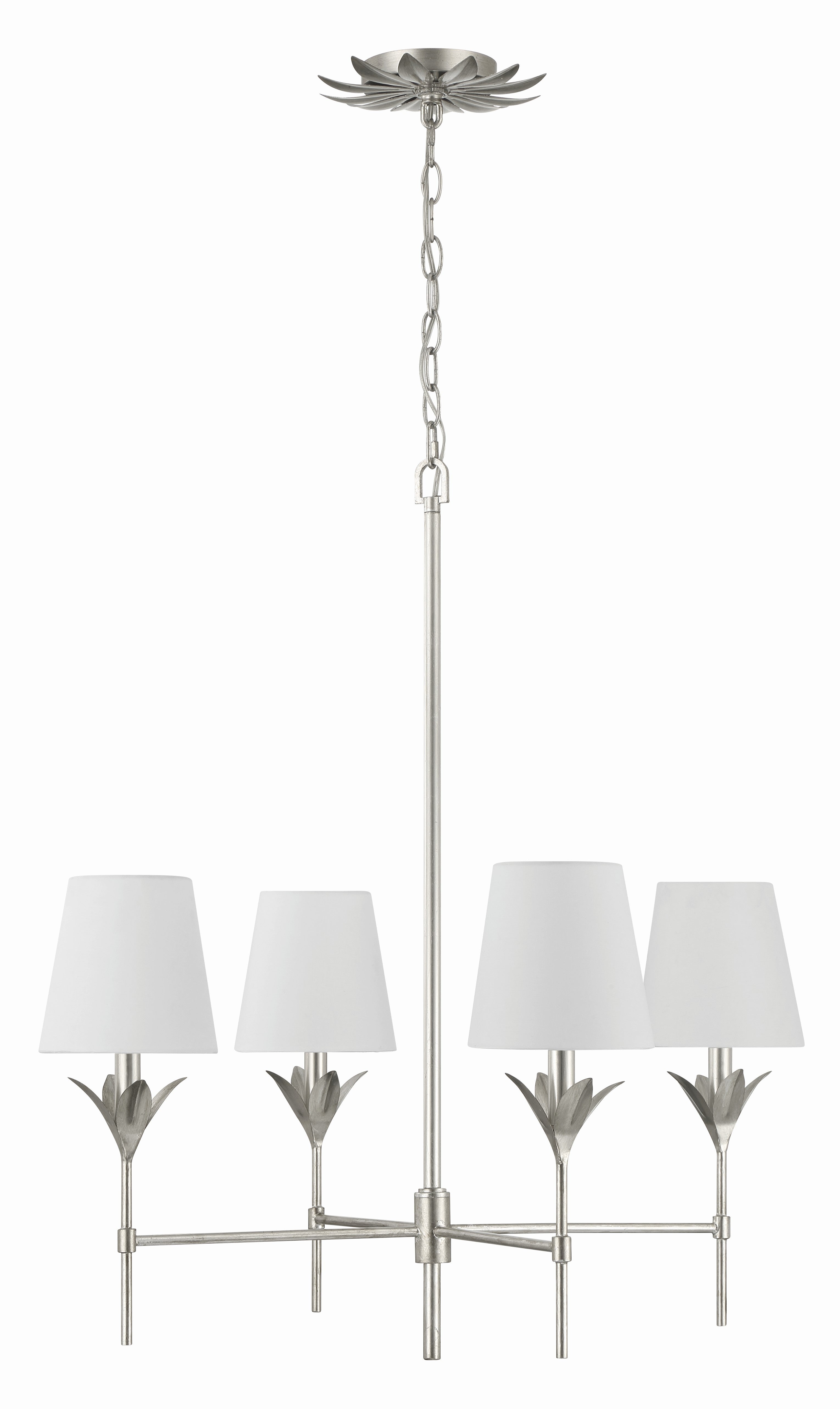 Crystorama Broche 534-SA – 28 Inch – 4 Light – Chandelier – Antique Silver – Dry Rated