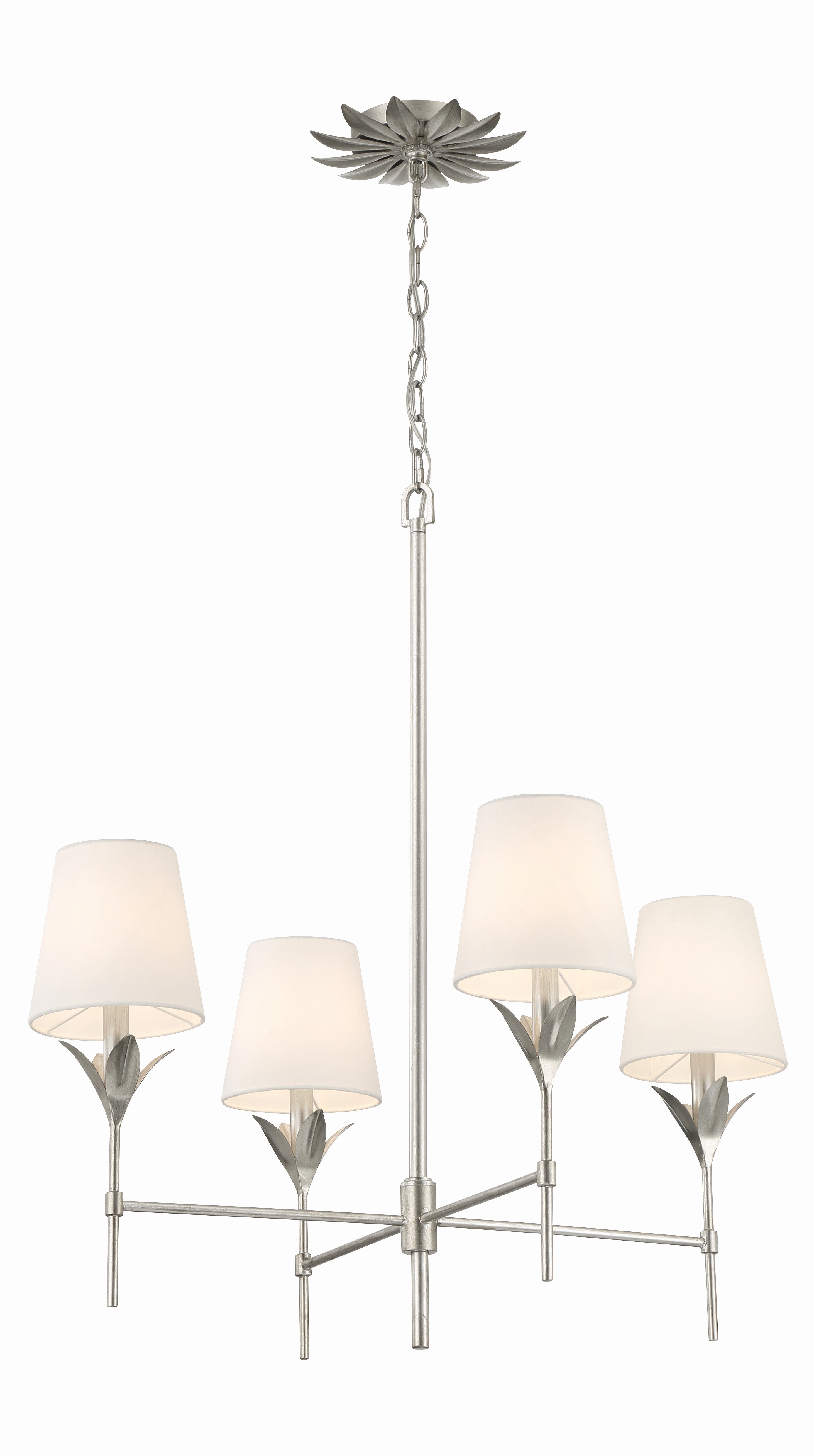 Crystorama Broche 534-SA – 28 Inch – 4 Light – Chandelier – Antique Silver – Dry Rated