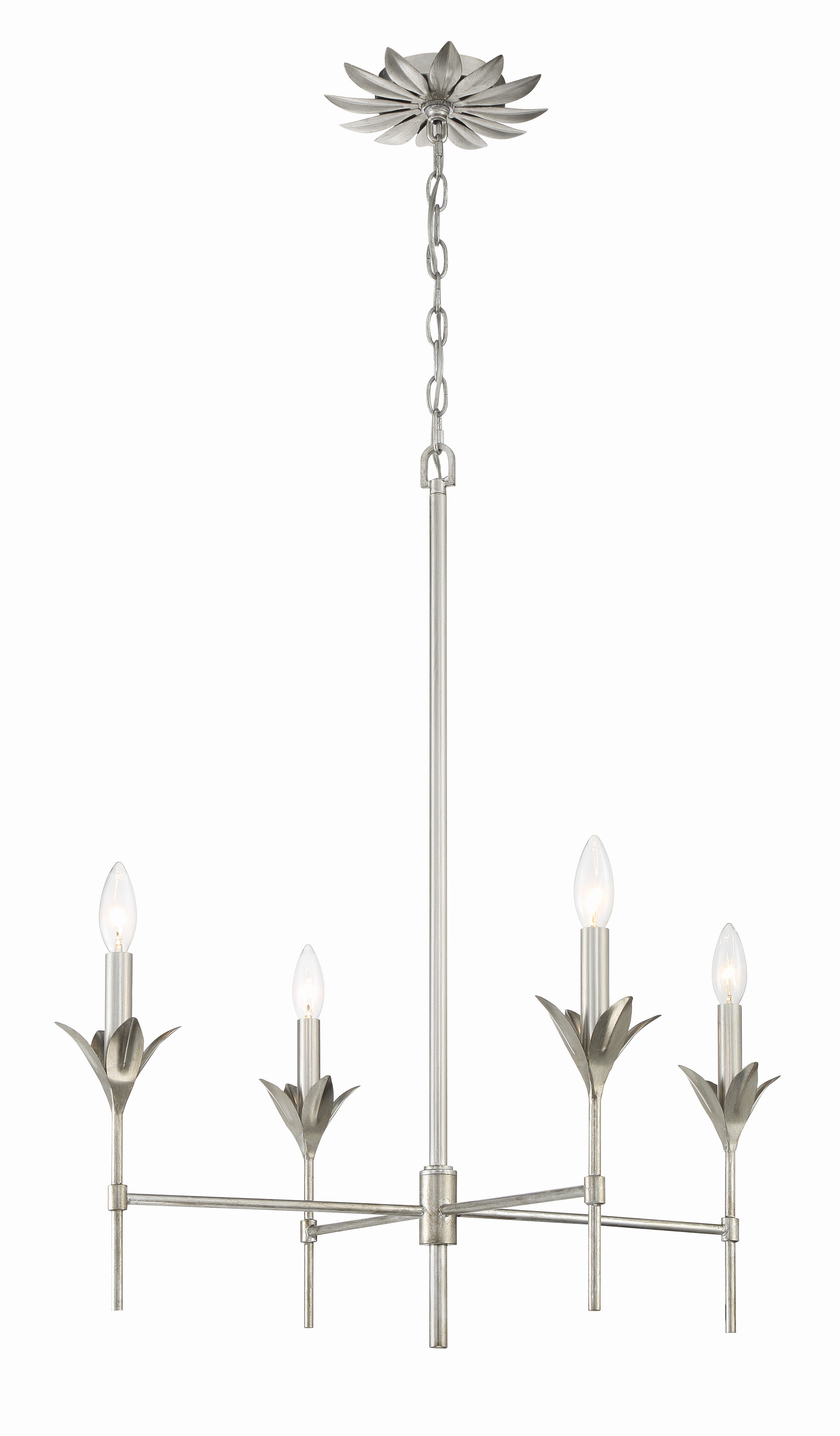 Crystorama Broche 534-SA – 28 Inch – 4 Light – Chandelier – Antique Silver – Dry Rated