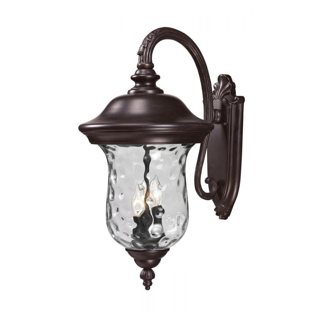 3 Light Outdoor Wall Light-Clear Waterglass