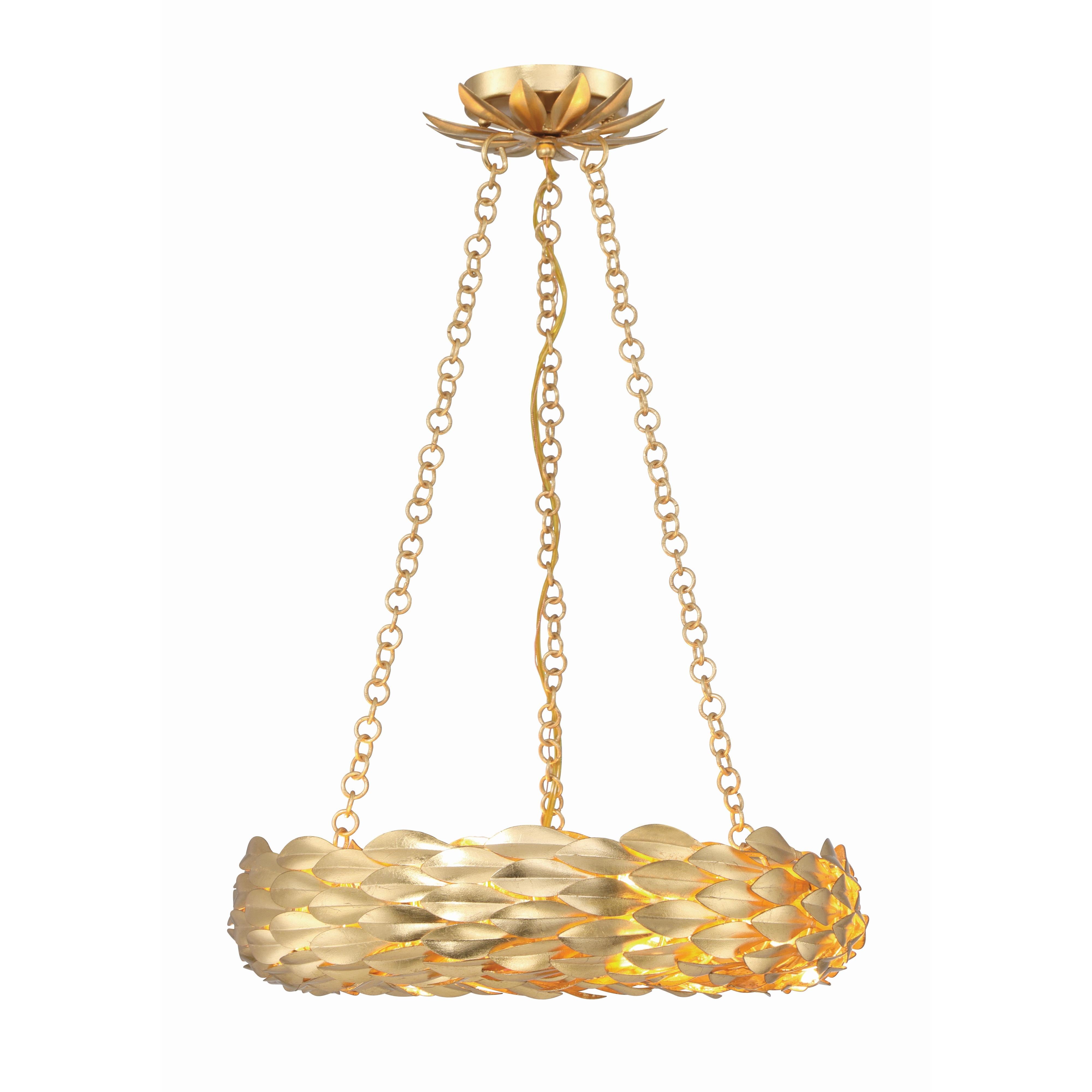 Crystorama Broche 535-GA – 18 Inch – 6 Light – Chandelier – Antique Gold – Damp Rated