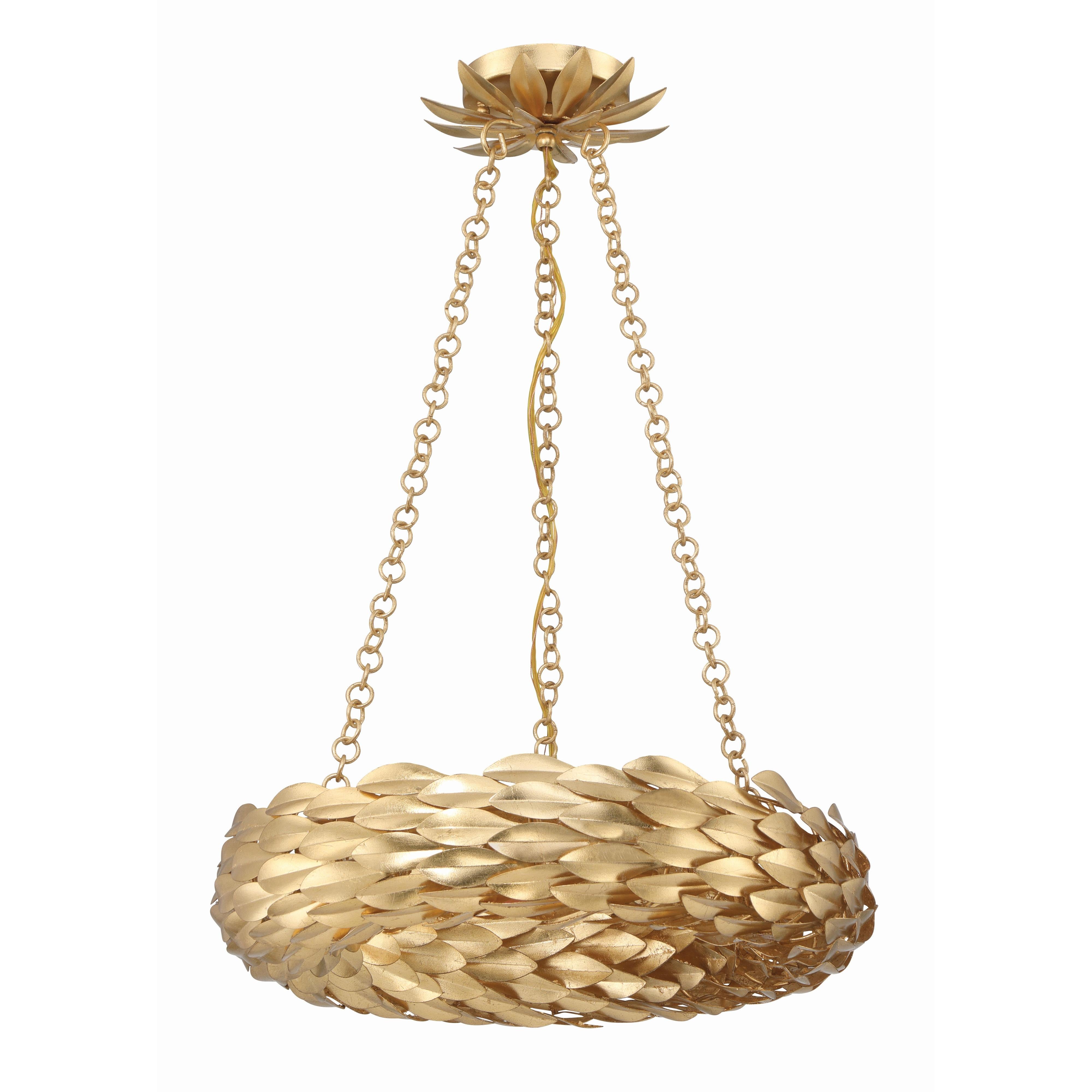 Crystorama Broche 535-GA – 18 Inch – 6 Light – Chandelier – Antique Gold – Damp Rated