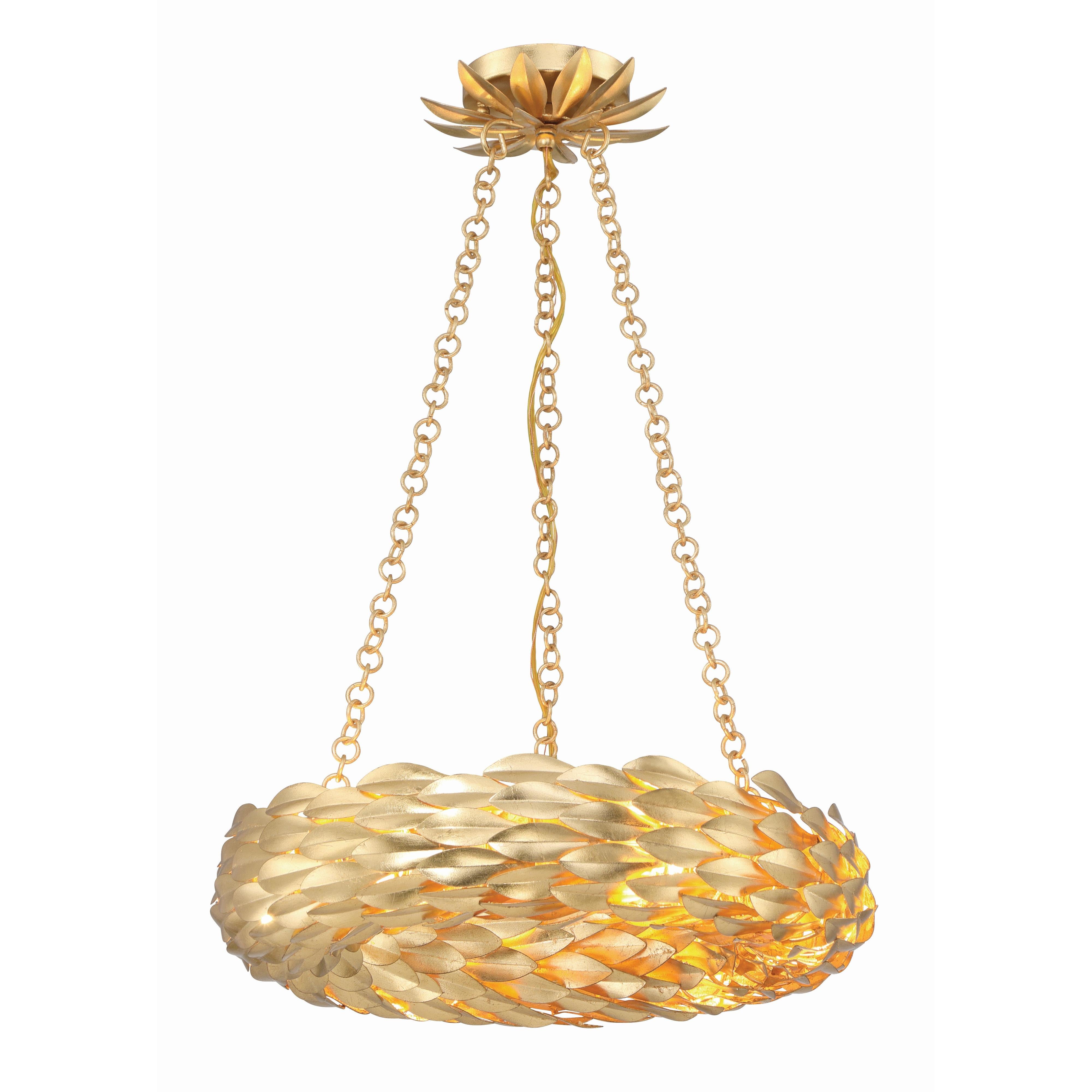 Crystorama Broche 535-GA – 18 Inch – 6 Light – Chandelier – Antique Gold – Damp Rated