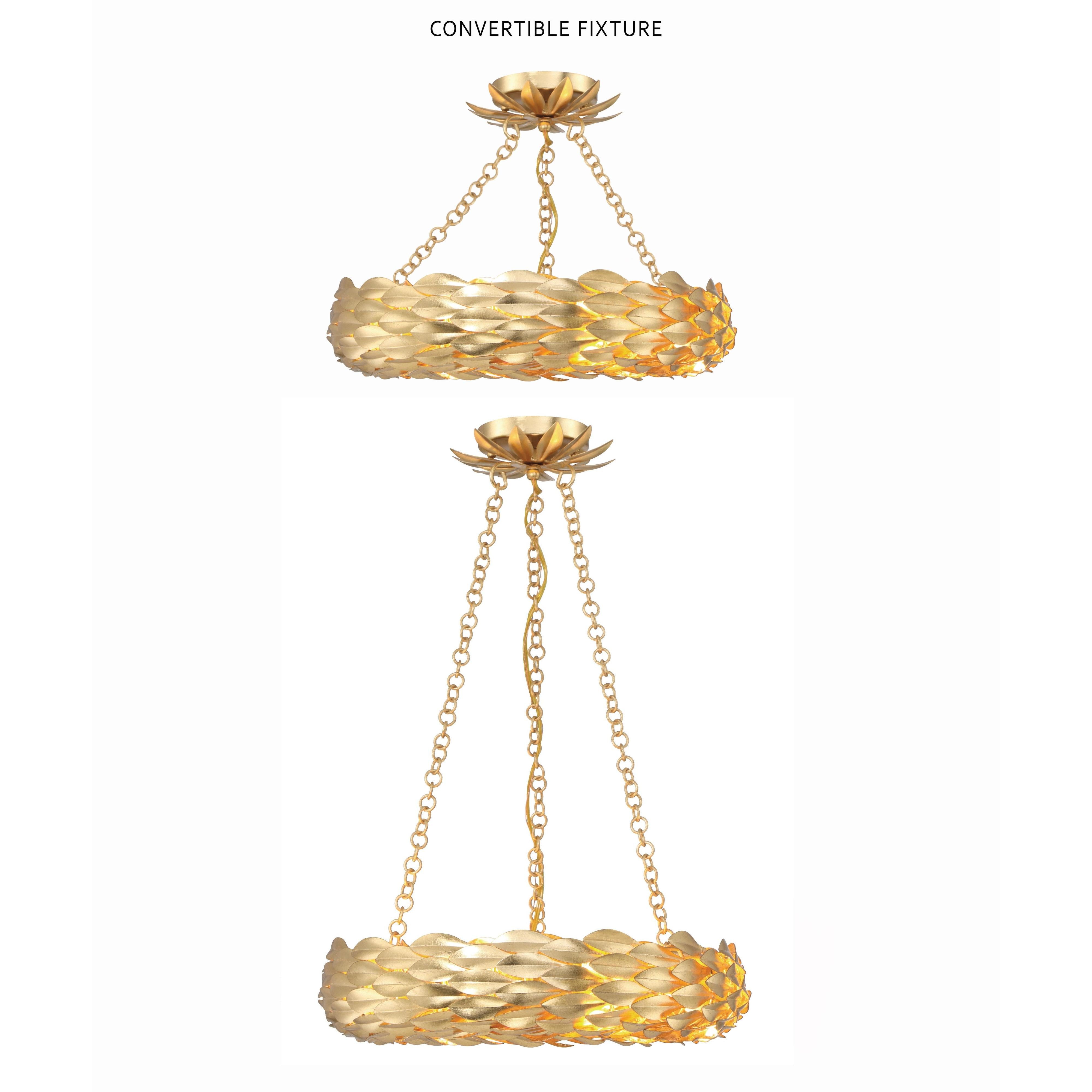 Crystorama Broche 535-GA – 18 Inch – 6 Light – Chandelier – Antique Gold – Damp Rated