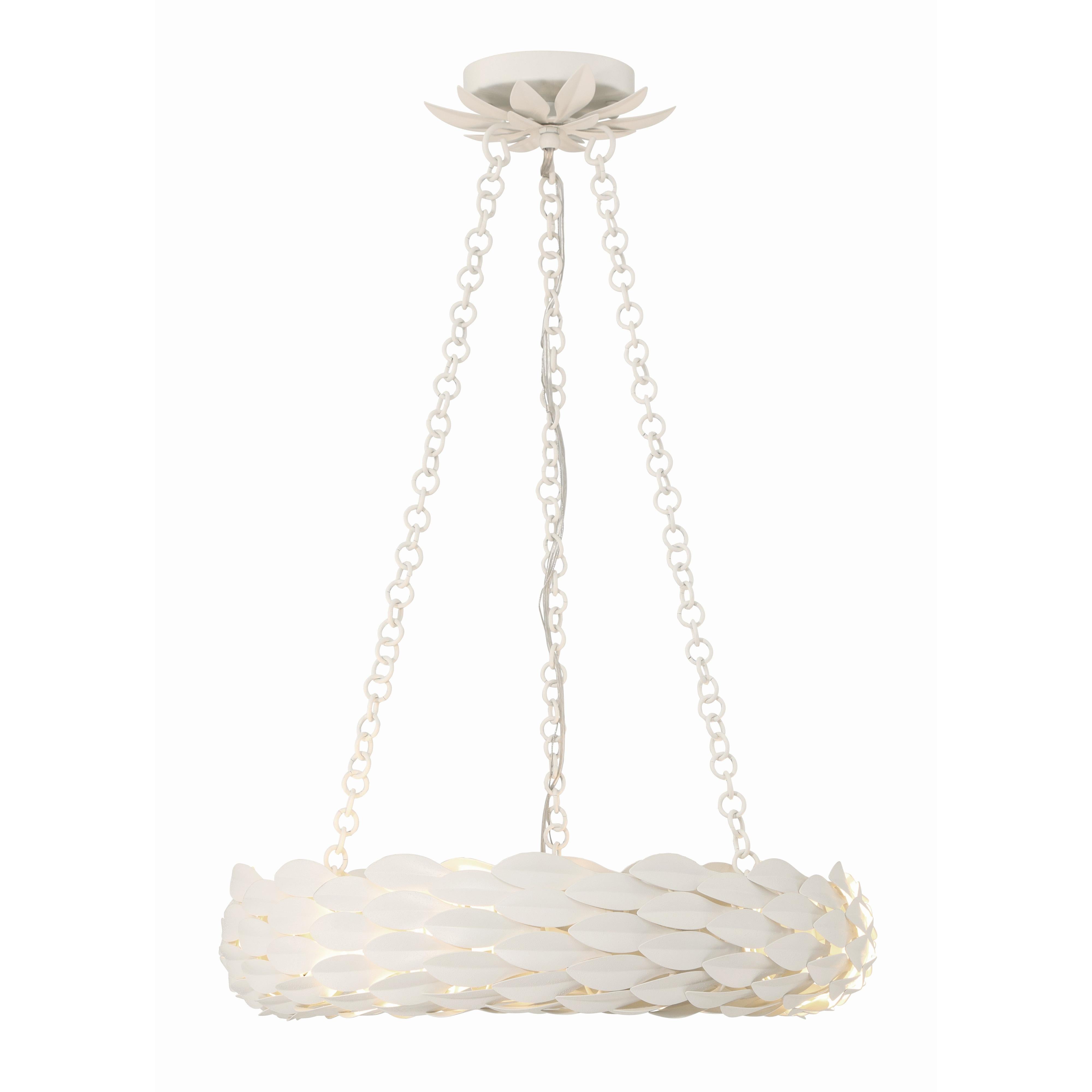 Crystorama Broche 535-MT – 18 Inch – 6 Light – Chandelier – Matte White – Damp Rated