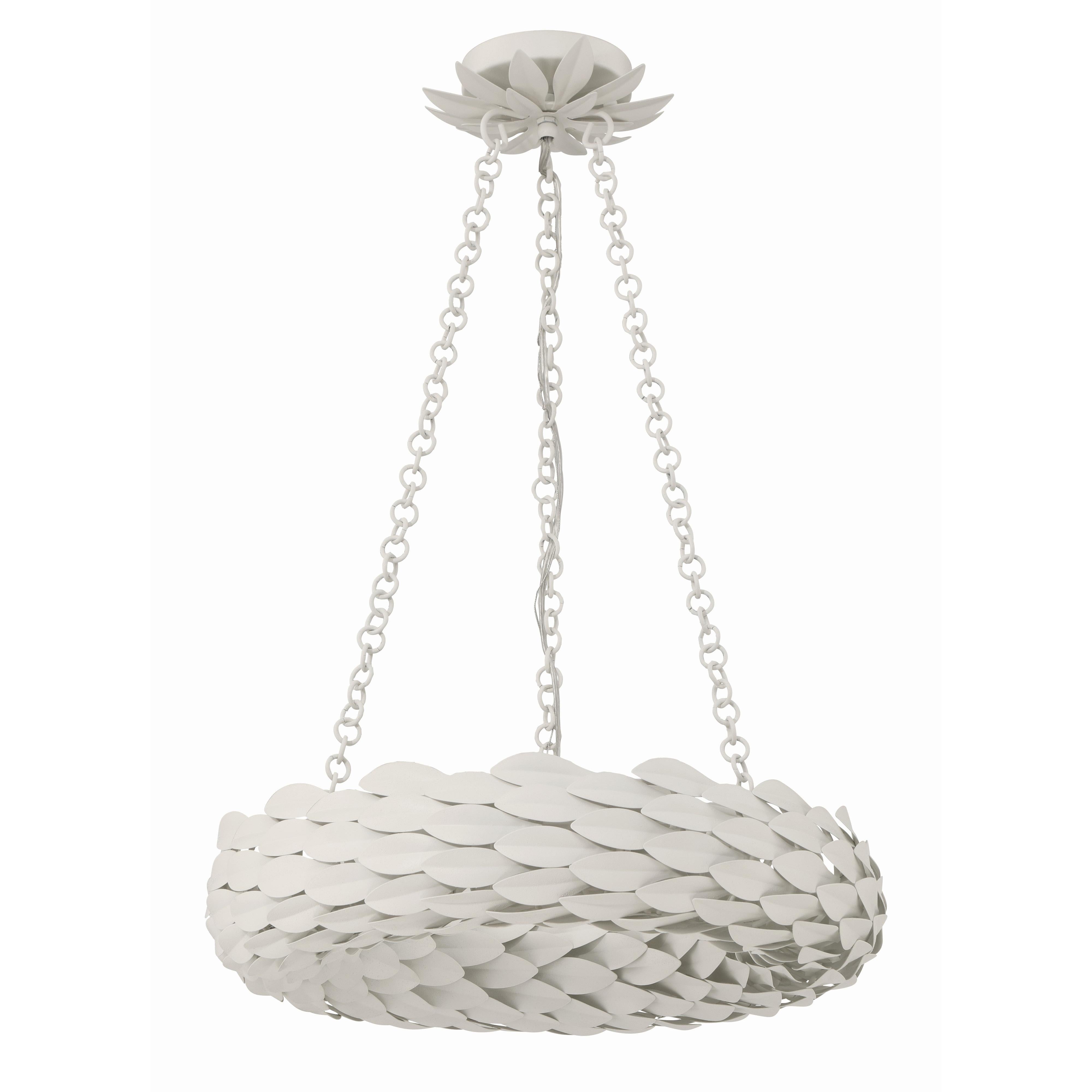 Crystorama Broche 535-MT – 18 Inch – 6 Light – Chandelier – Matte White – Damp Rated