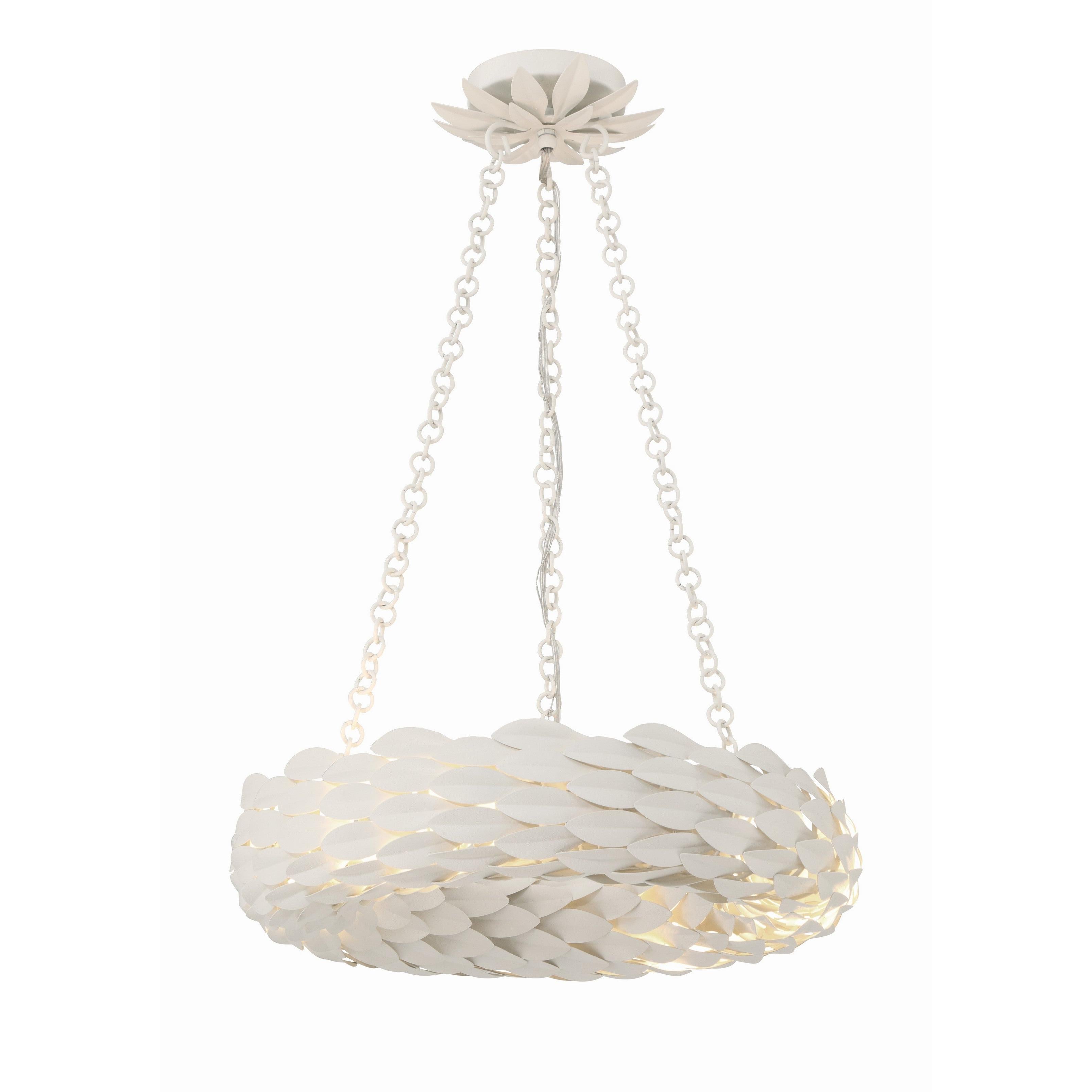 Crystorama Broche 535-MT – 18 Inch – 6 Light – Chandelier – Matte White – Damp Rated