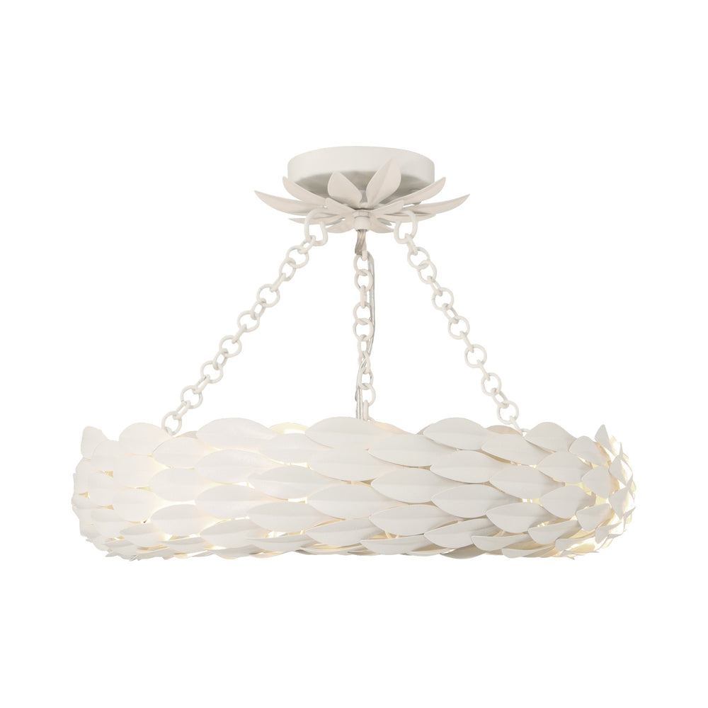 Crystorama 535-MT-Ceiling Broche 6 Light LED Semi Flush Mount, UL Damp Rated, Matte White