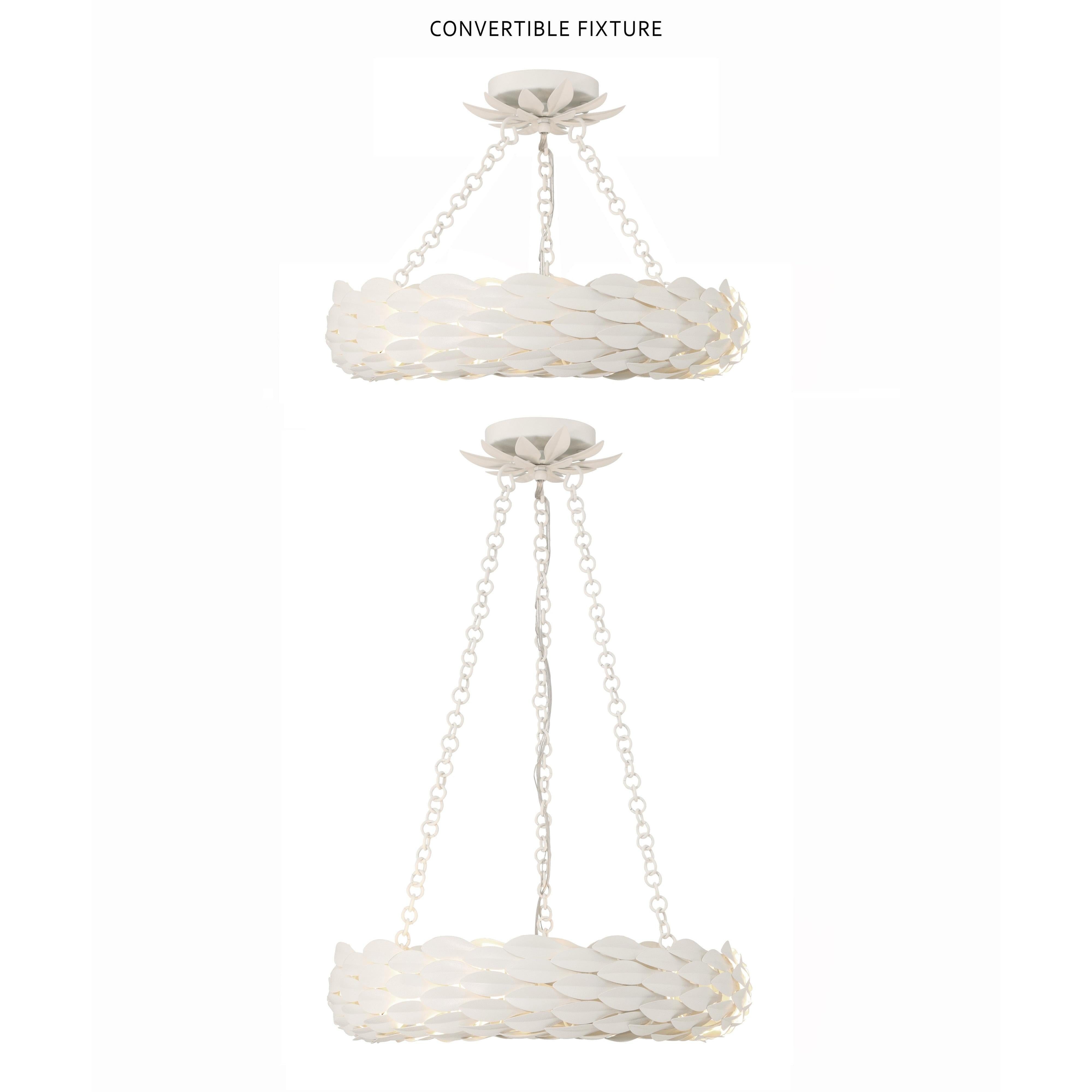 Crystorama Broche 535-MT_CEILING – 18 Inch – 6 Light – Semi Flush Mount Light – Matte White – Damp Rated