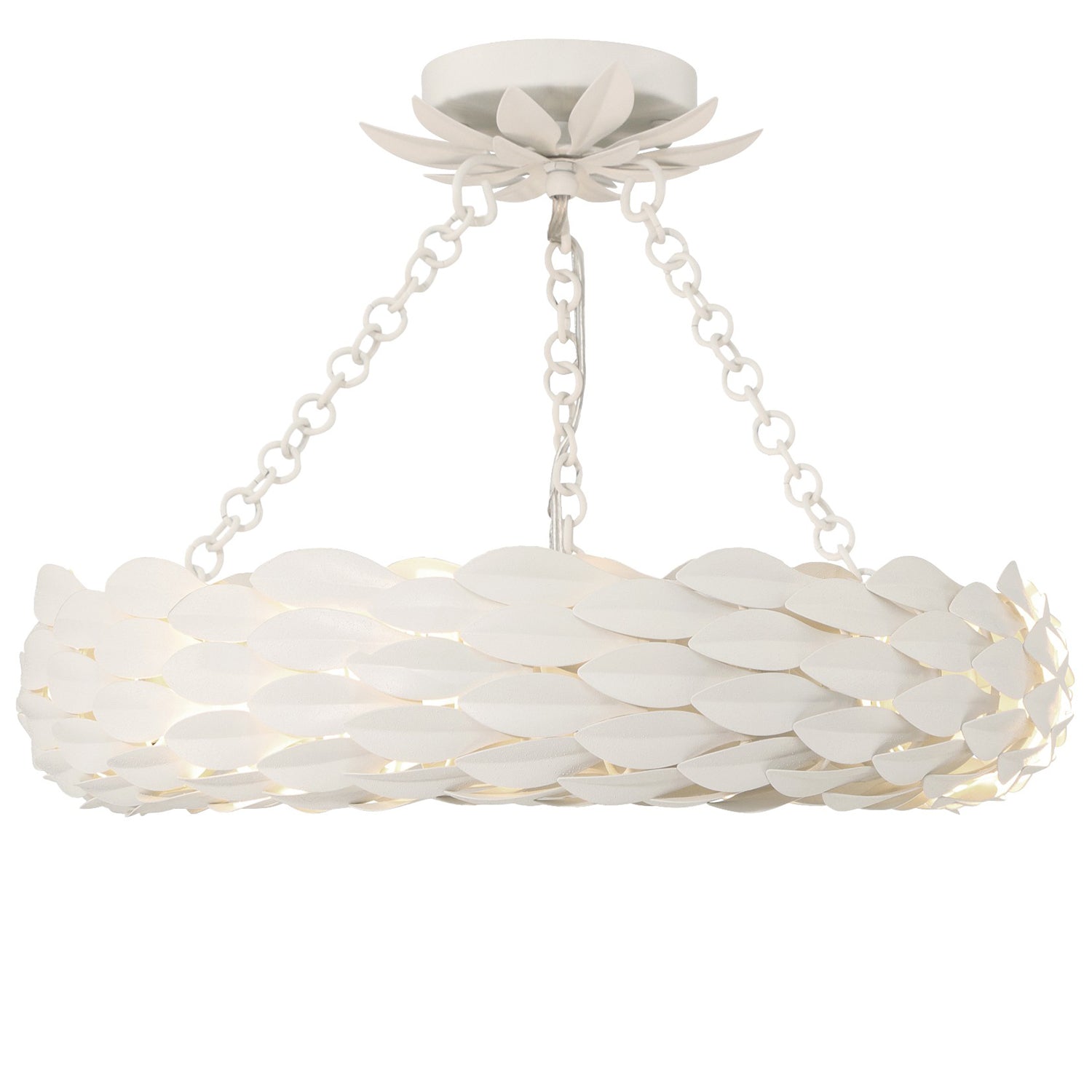 Crystorama Broche 535-MT_CEILING – 18 Inch – 6 Light – Semi Flush Mount Light – Matte White – Damp Rated