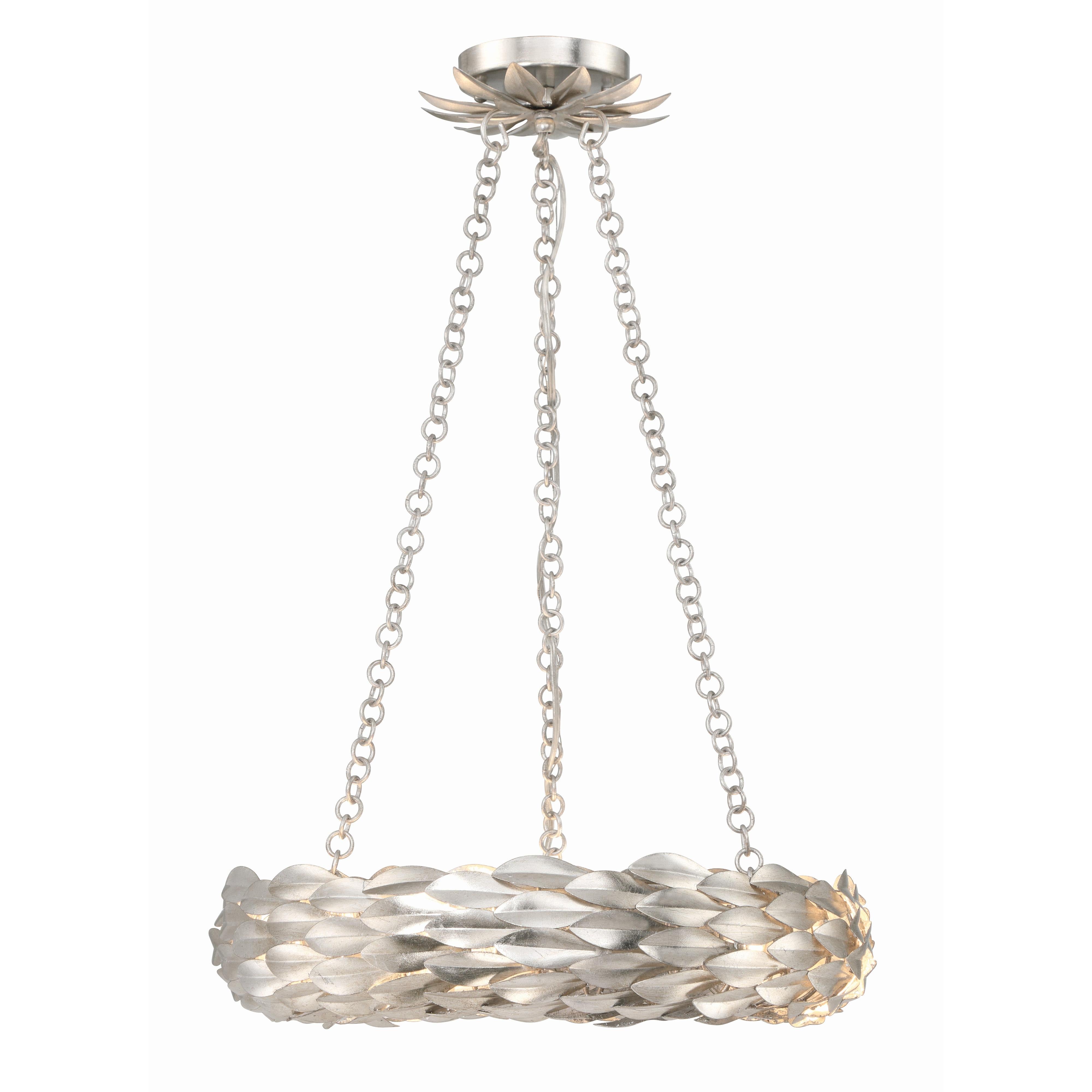 Crystorama Broche 535-SA – 18 Inch – 6 Light – Chandelier – Antique Silver – Damp Rated