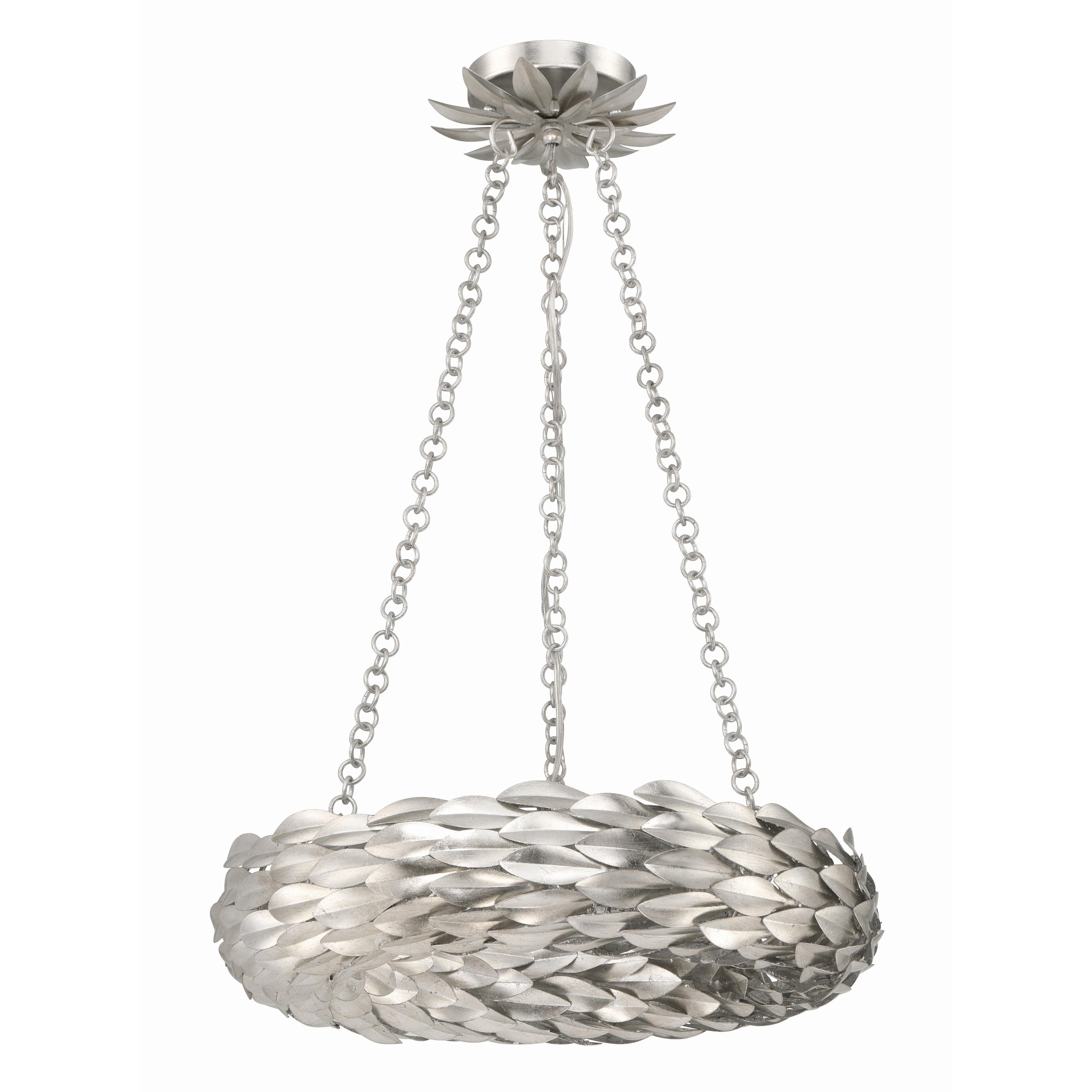 Crystorama Broche 535-SA – 18 Inch – 6 Light – Chandelier – Antique Silver – Damp Rated