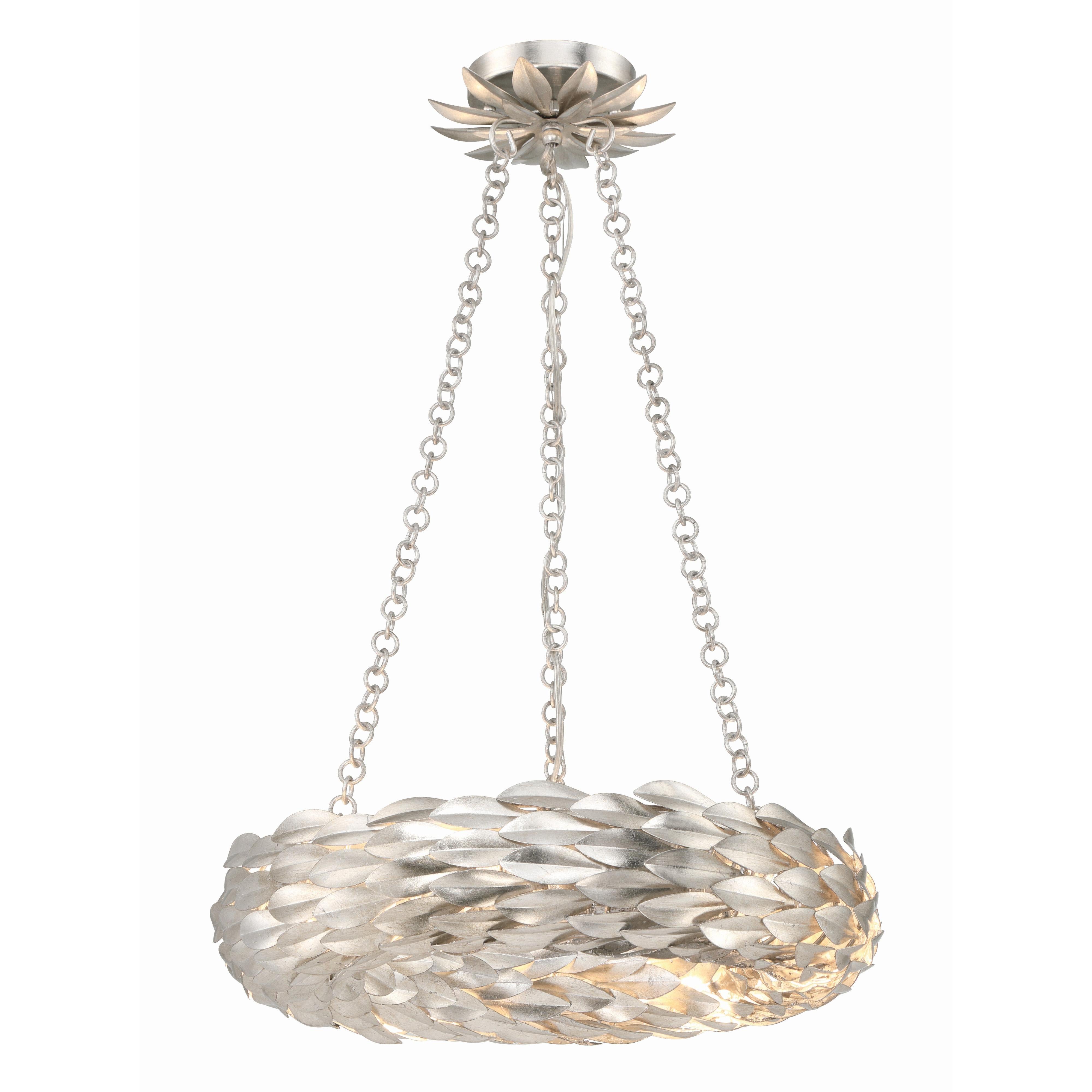 Crystorama Broche 535-SA – 18 Inch – 6 Light – Chandelier – Antique Silver – Damp Rated
