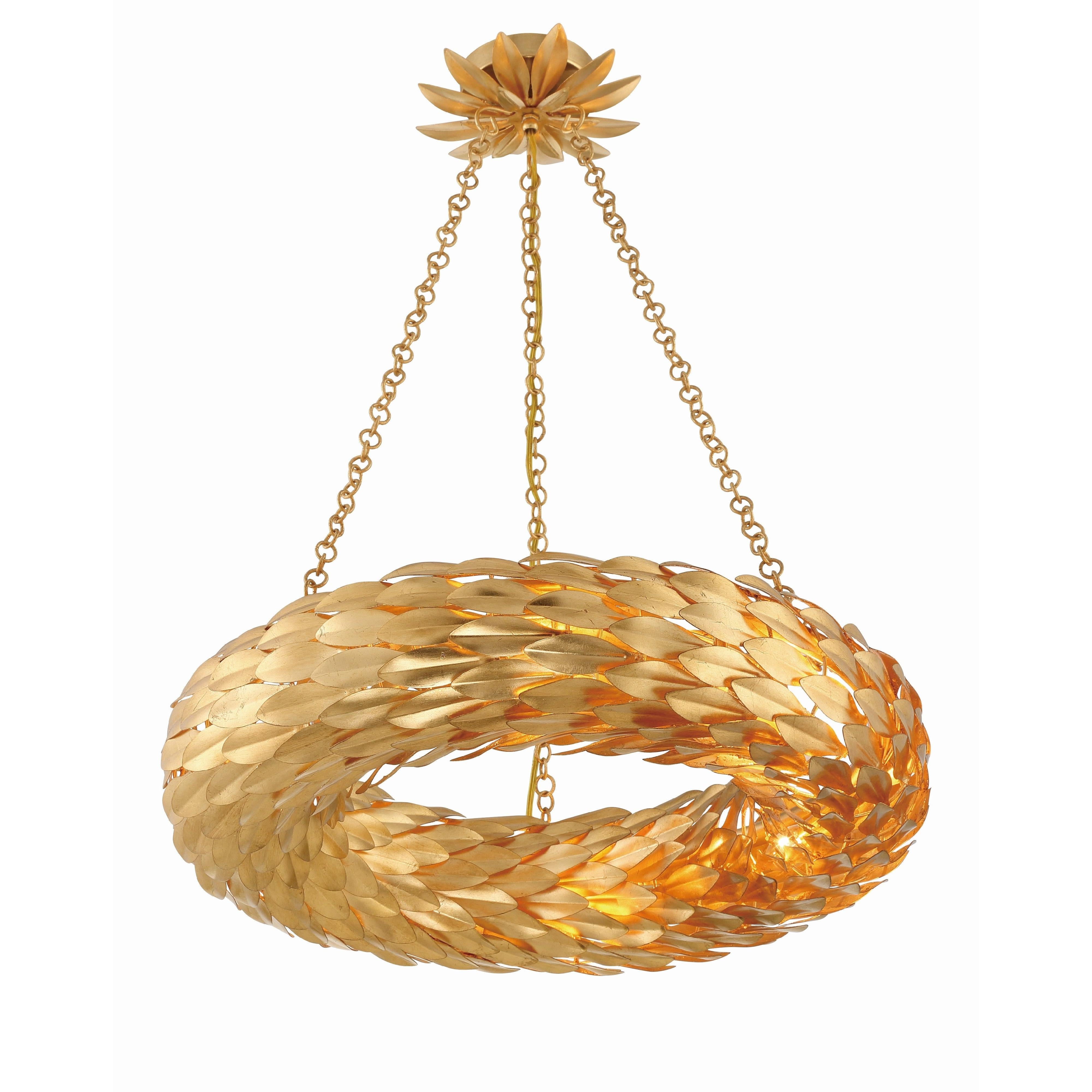 Crystorama Broche 536-GA – 24 Inch – 6 Light – Chandelier – Antique Gold – Damp Rated